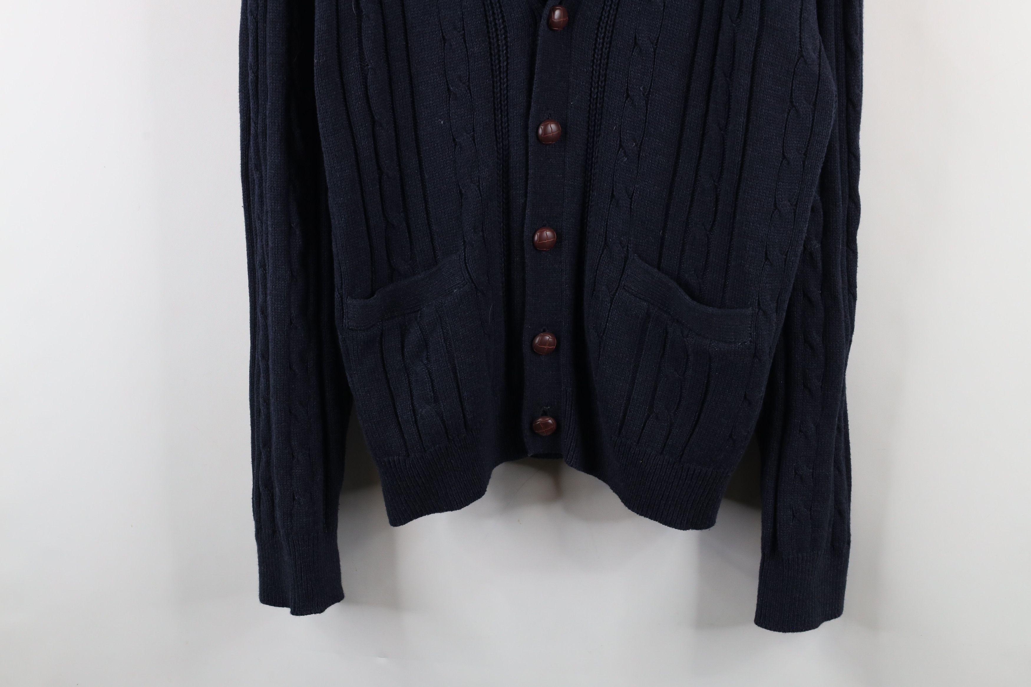 Vintage Vintage 90s Streetwear Chunky Cable Knit Cardigan Sweater Size US L / EU 52-54 / 3 - 3 Thumbnail