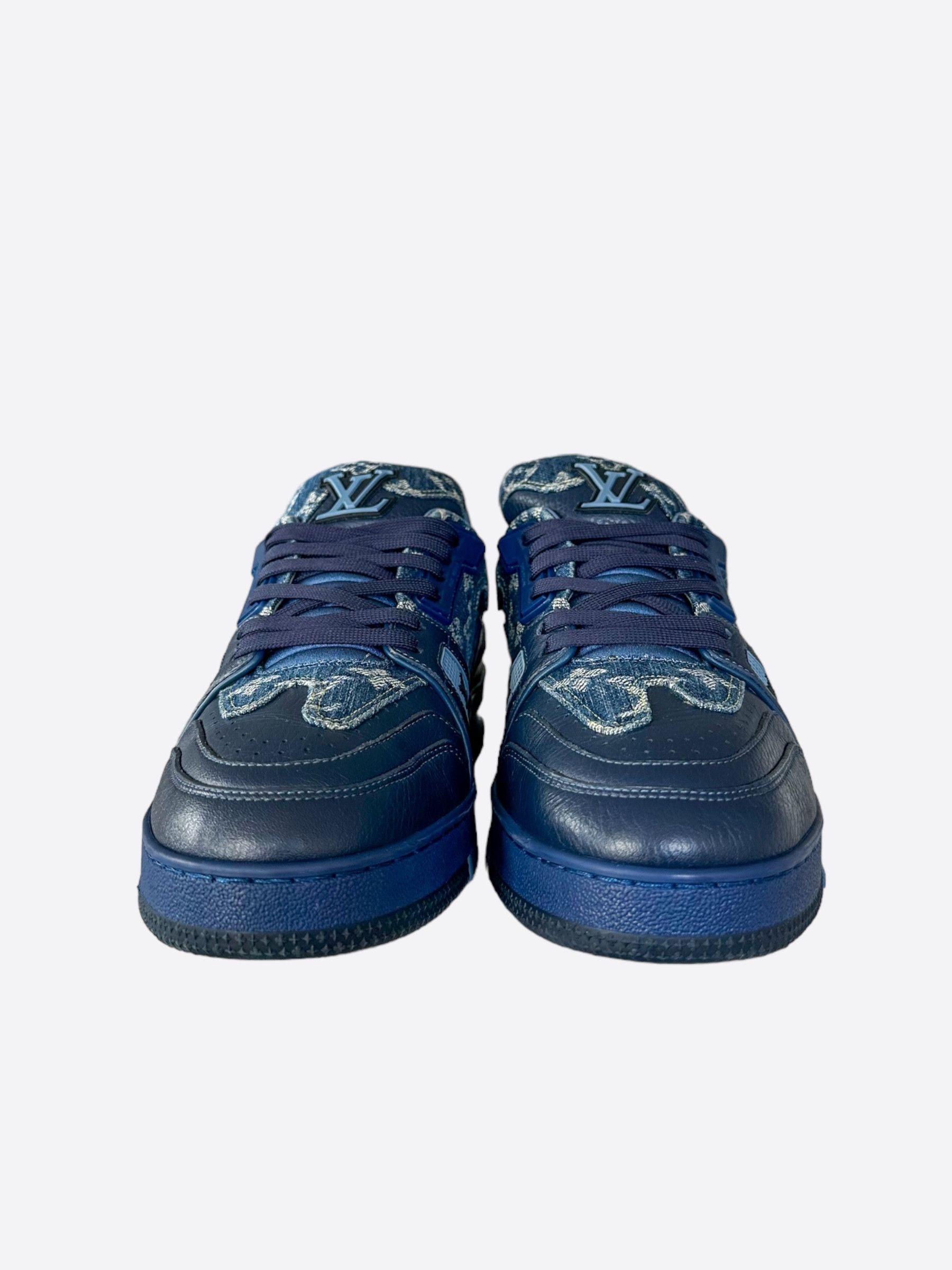 Louis Vuitton × Nigo Louis Vuitton Nigo Blue Denim Monogram Trainers Size US 8 / EU 41 - 2 Thumbnail