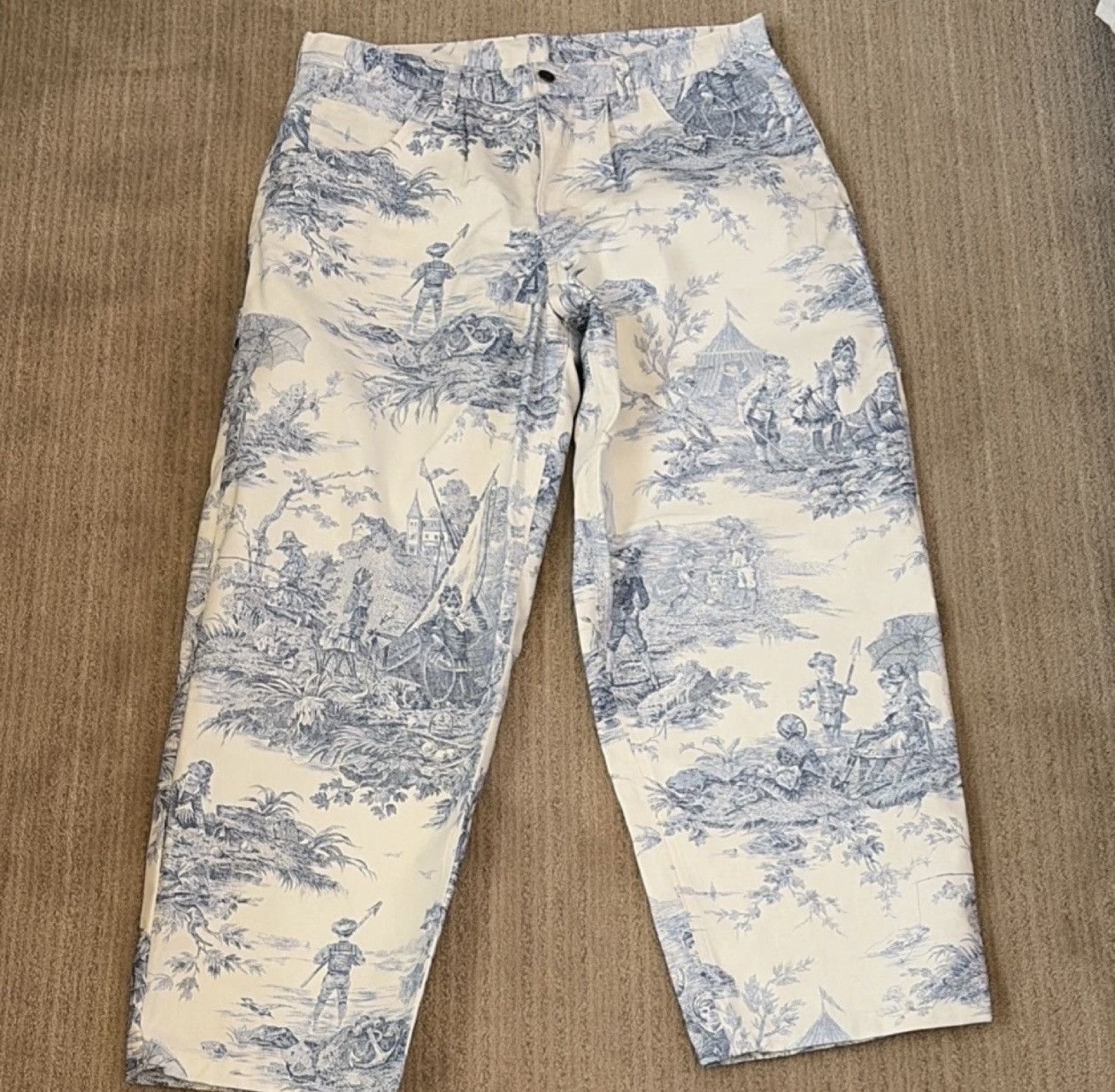 Other RARE PIECE - Not Too Ballsy Blue White Scenic Print Pants Size US 34 / EU 50 - 1 Thumbnail