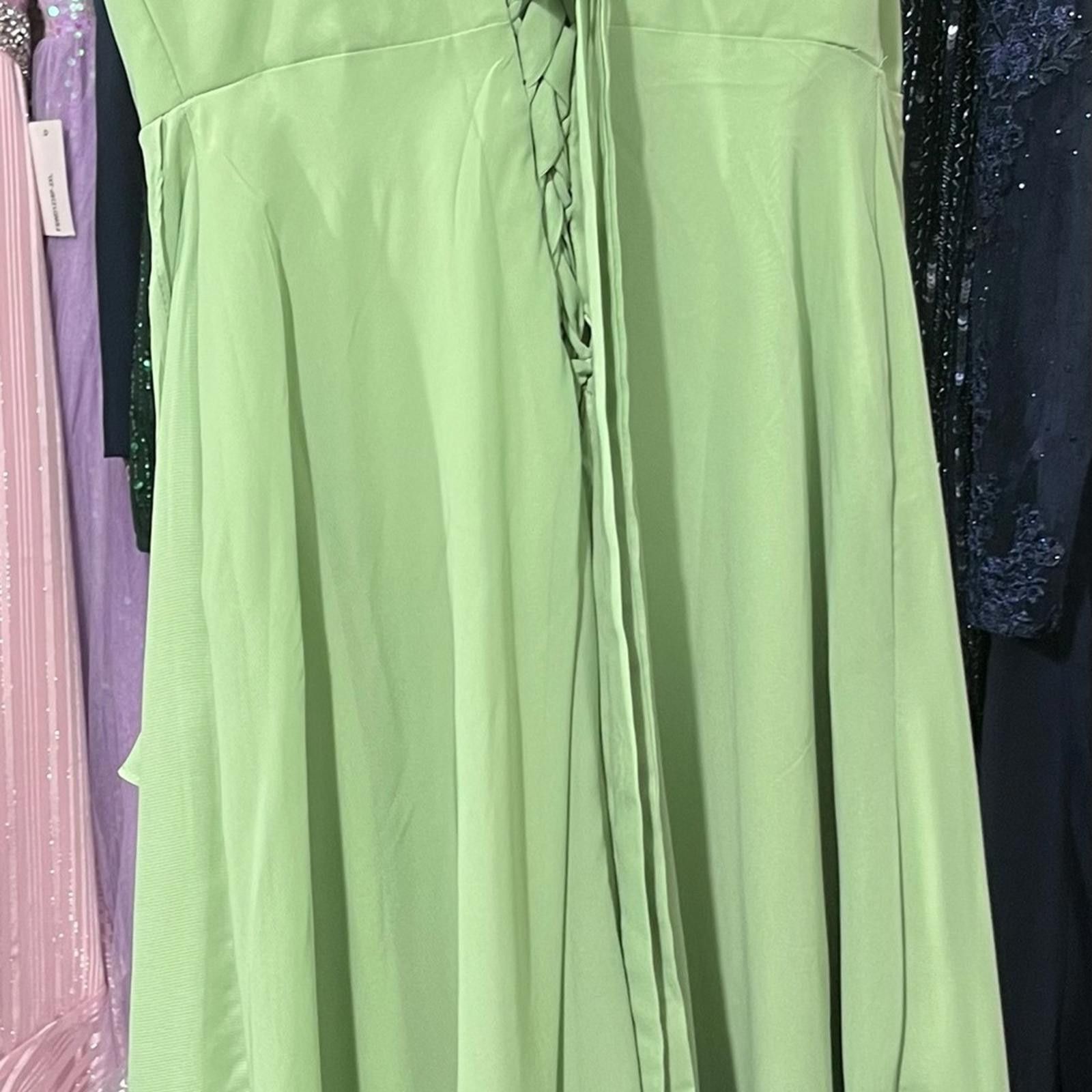 Unknown London Light Green Women's Prom Dress with Ruffle Detail Size M / US 6-8 / IT 42-44 - 3 Thumbnail