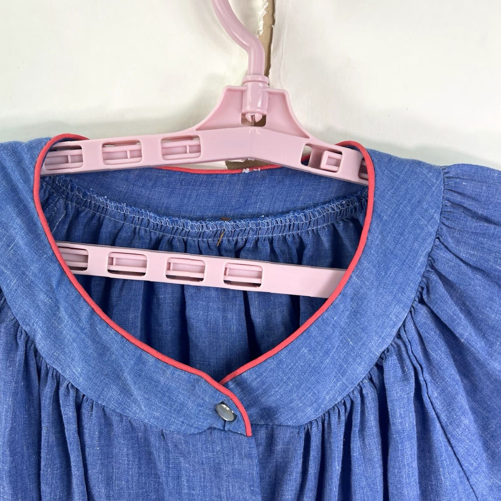 Denime VINTAGE Unbranded Denim Dress Shirt Dress Womens XL Blue 80s Retro Pockets Snap Button Knee-Length Casual Size XL / US 12-14 / IT 48-50 - 2 Thumbnail