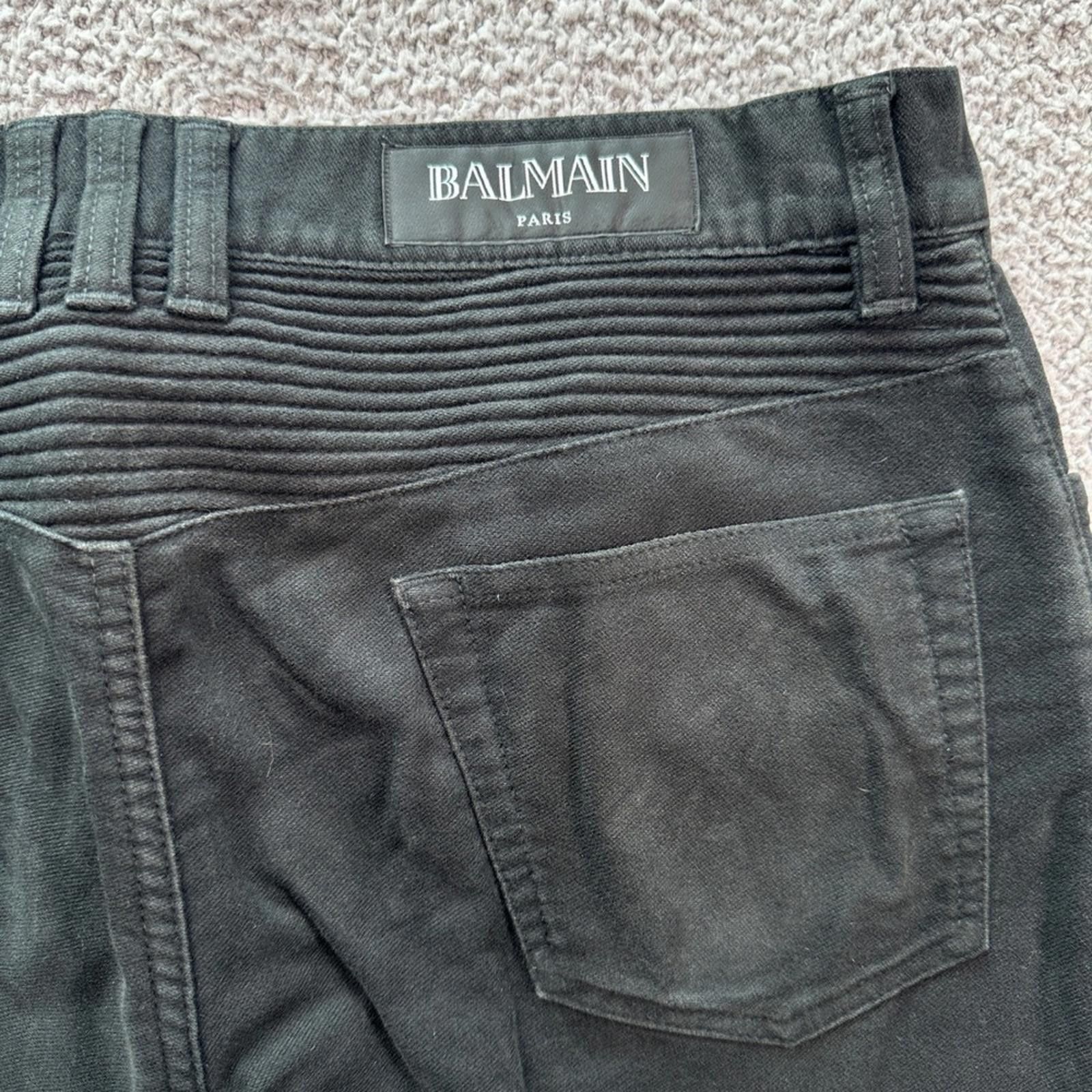 Other BALMAIN Paris Mens Black Moto Biker Jeans 33 Slim Fit Ribbed Size US 33 - 5 Thumbnail