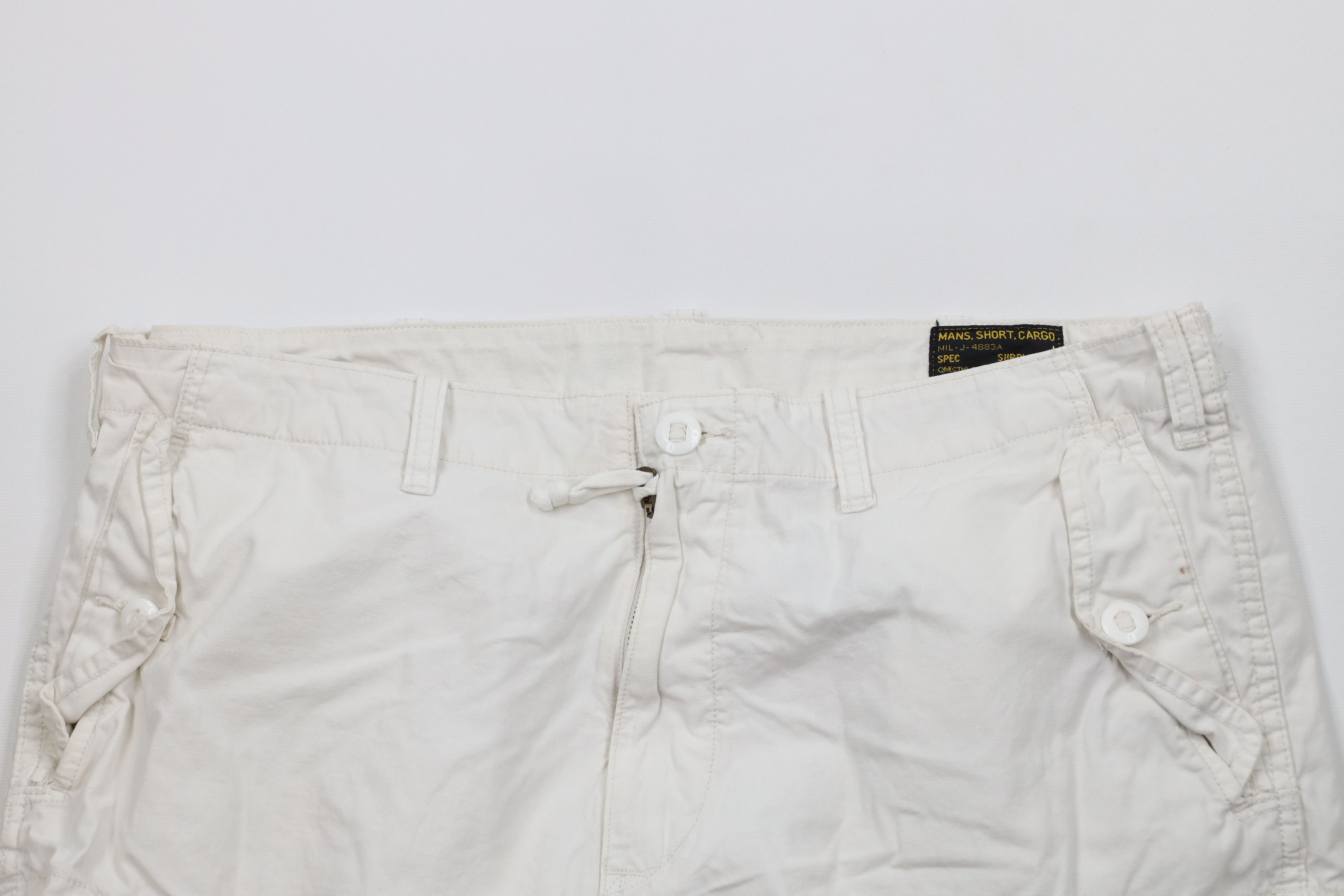 Ralph Lauren × Vintage Vintage 90s Ralph Lauren Military Cargo Shorts Cream Cotton Size US 36 / EU 52 - 2 Thumbnail
