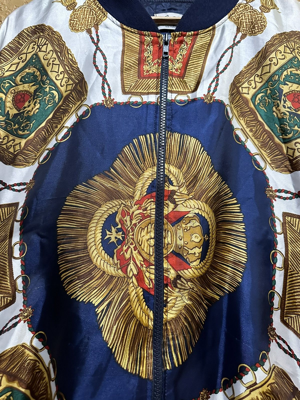 Vintage ⚜️ 90s Baroque Satin Bomber Jacket Large Versace Style Size US L / EU 52-54 / 3 - 3 Thumbnail
