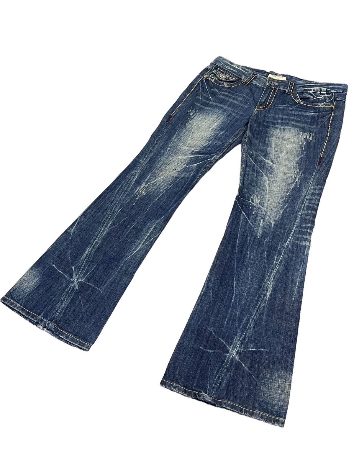 Designer 🔥 LOLITA YOSHITOMO NARA Exotic Vtg Denim Clawmark FLARE💥 Size US 35 - 4 Thumbnail