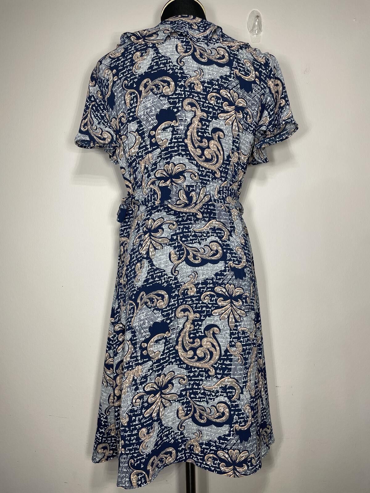 Chelsea Soccer Chelsea28 Navy & Gold Calligraphy Paisley Wrap Dress M goth Size M / US 6-8 / IT 42-44 - 6 Thumbnail