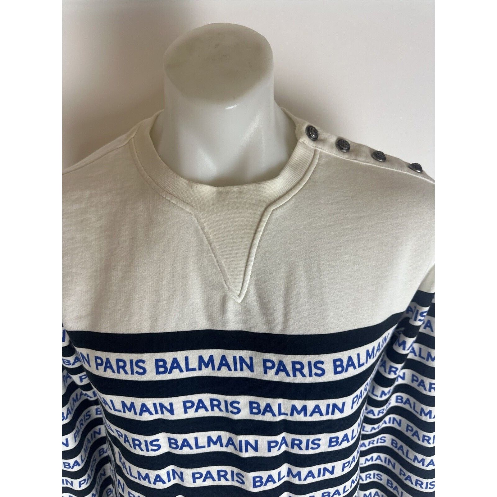 Balmain Permanently Stained Balmain Striped Sweatshirt Men’s SZ M Size US M / EU 48-50 / 2 - 8 Thumbnail