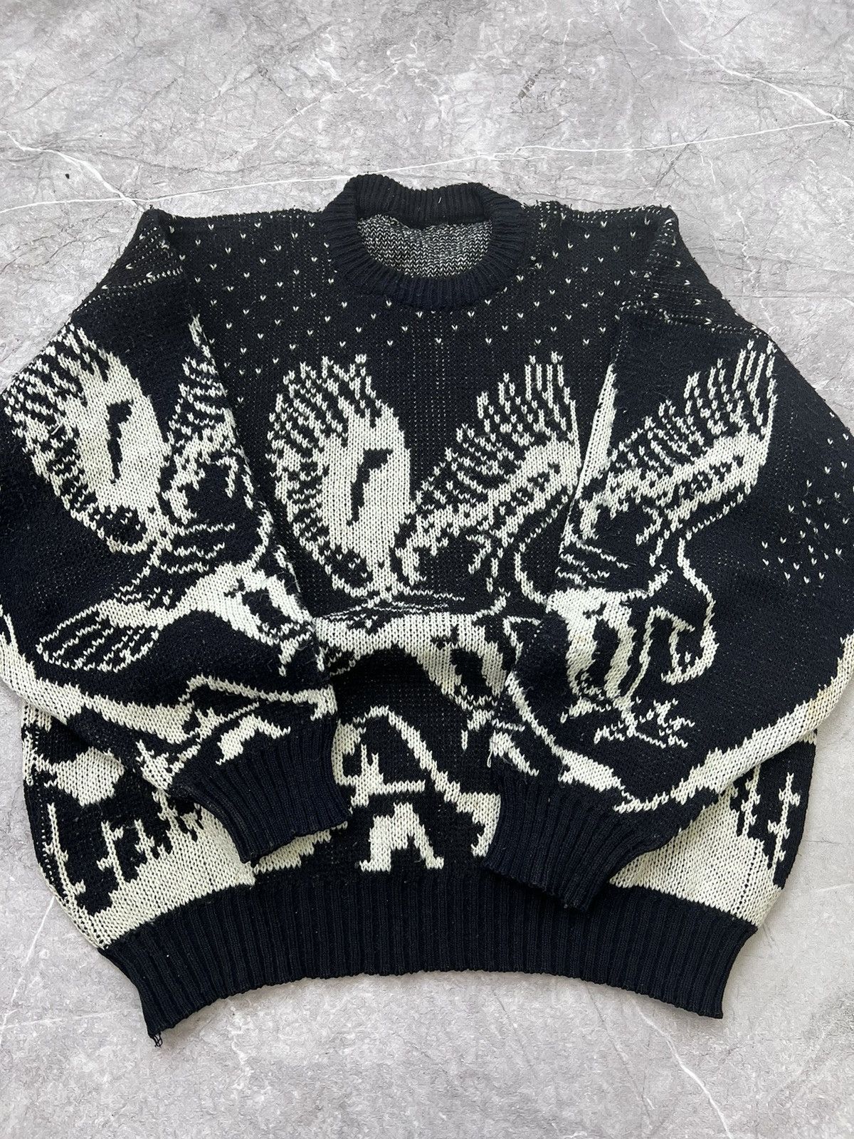 Hysteric Glamour × If Six Was Nine × Le Grande Bleu (L.G.B.) VINTAGE BOXY ARCHIVE EAGLE BLACK SWEATER CREWNECK Size US M / EU 48-50 / 2 - 6 Thumbnail