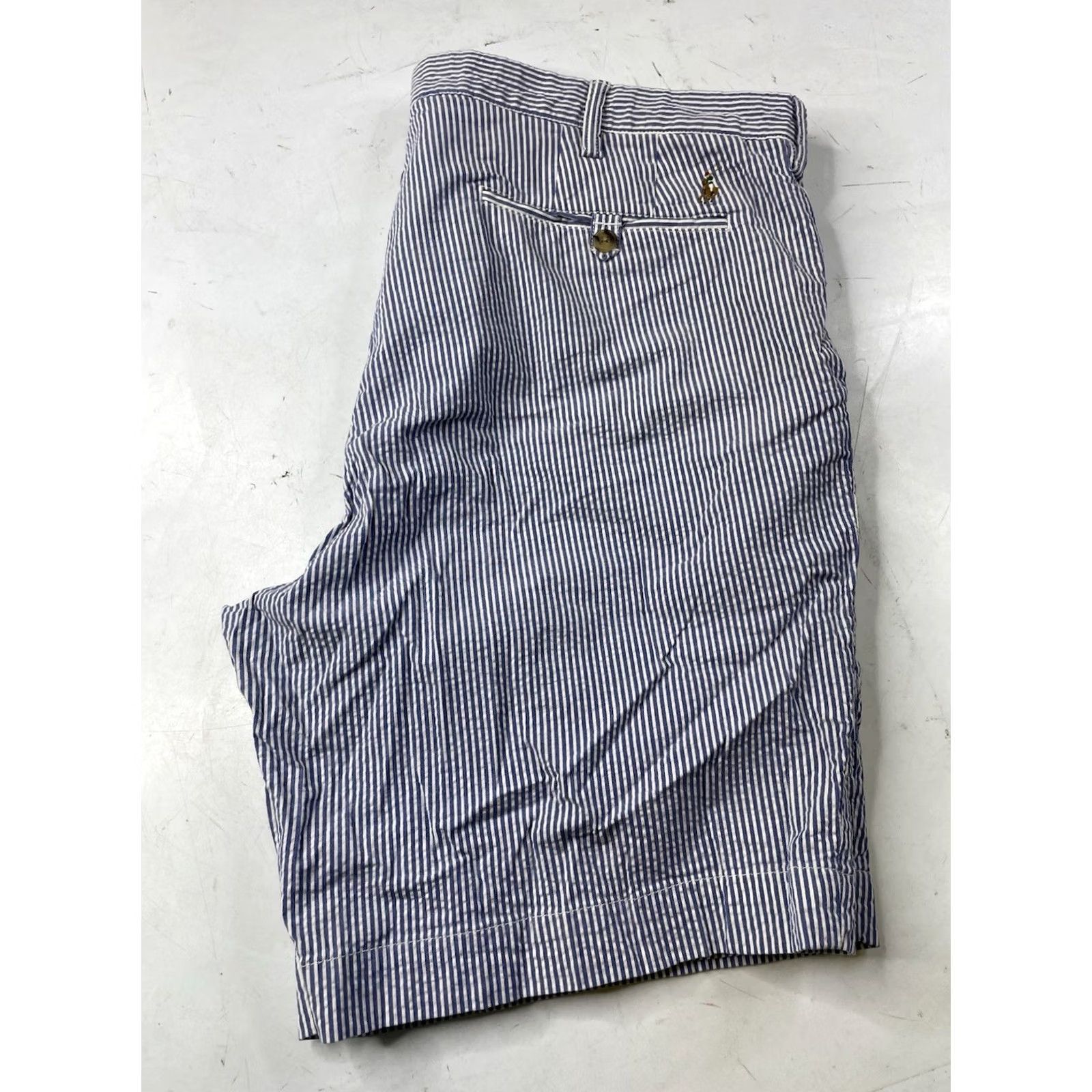 Polo Ralph Lauren Polo Ralph Lauren Shorts Mens 38 Blue Seersucker Stripe Stretch Classic Fit Chino Casual Pockets Cotton Flat Front Regular Colorful Size US M / EU 48-50 / 2 - 3 Thumbnail