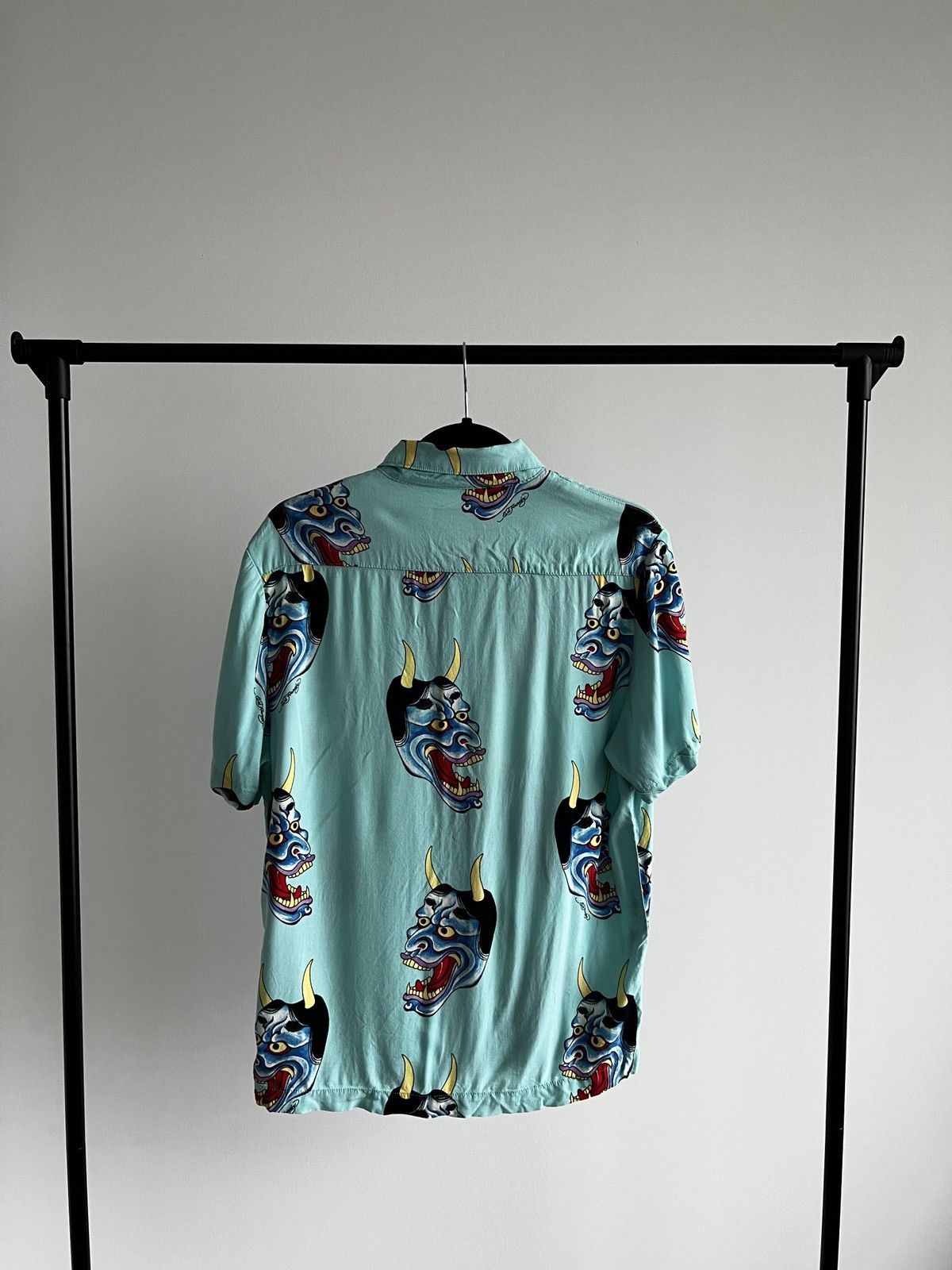 Ed Hardy Ed Hardy Devil Face Button Down Camp Shirt Aqua Size US S / EU 44-46 / 1 - 8 Thumbnail
