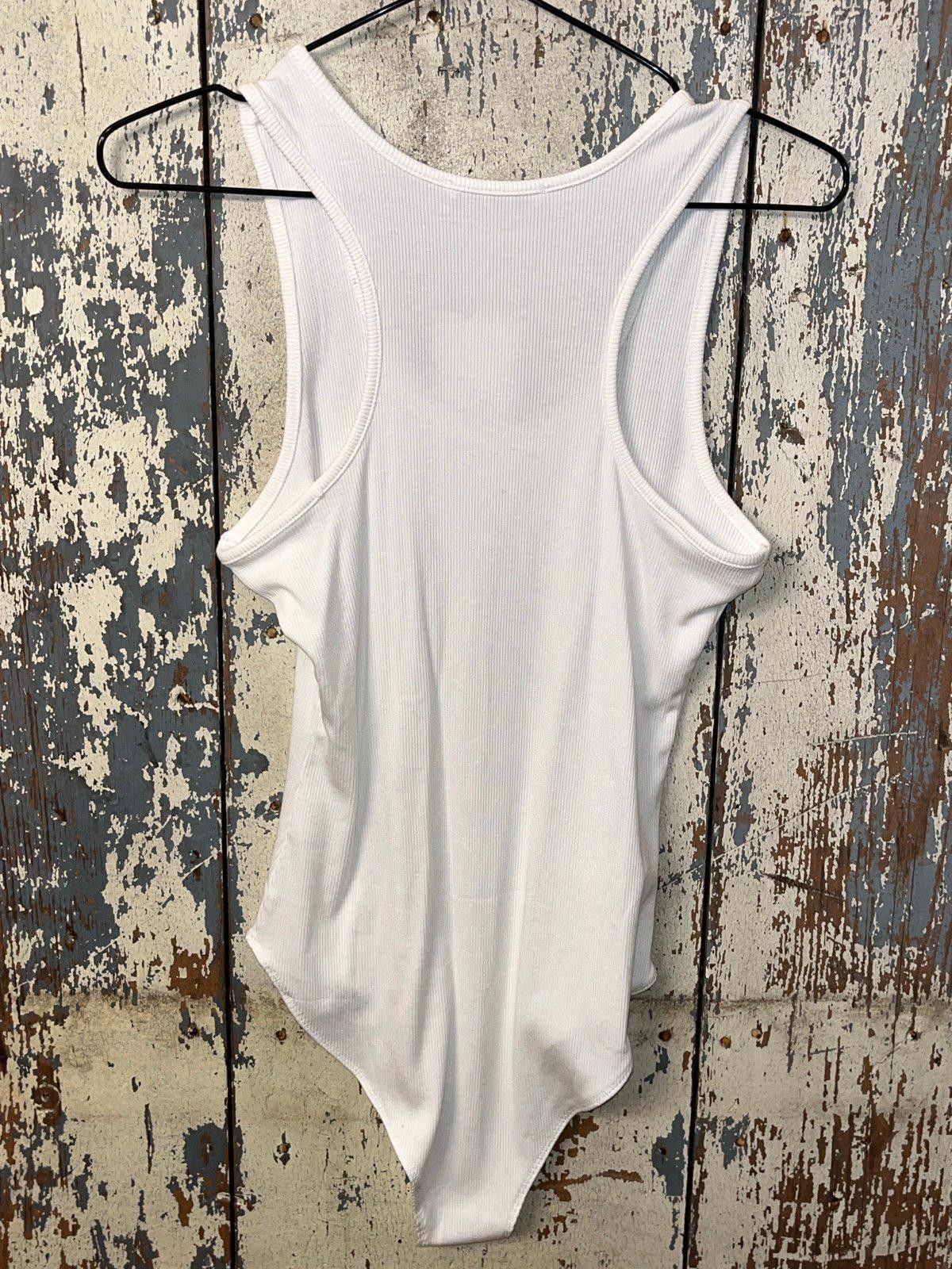 Mango NWT MangoPop white ribbed bodysuit, size medium Size M / US 6-8 / IT 42-44 - 5 Thumbnail