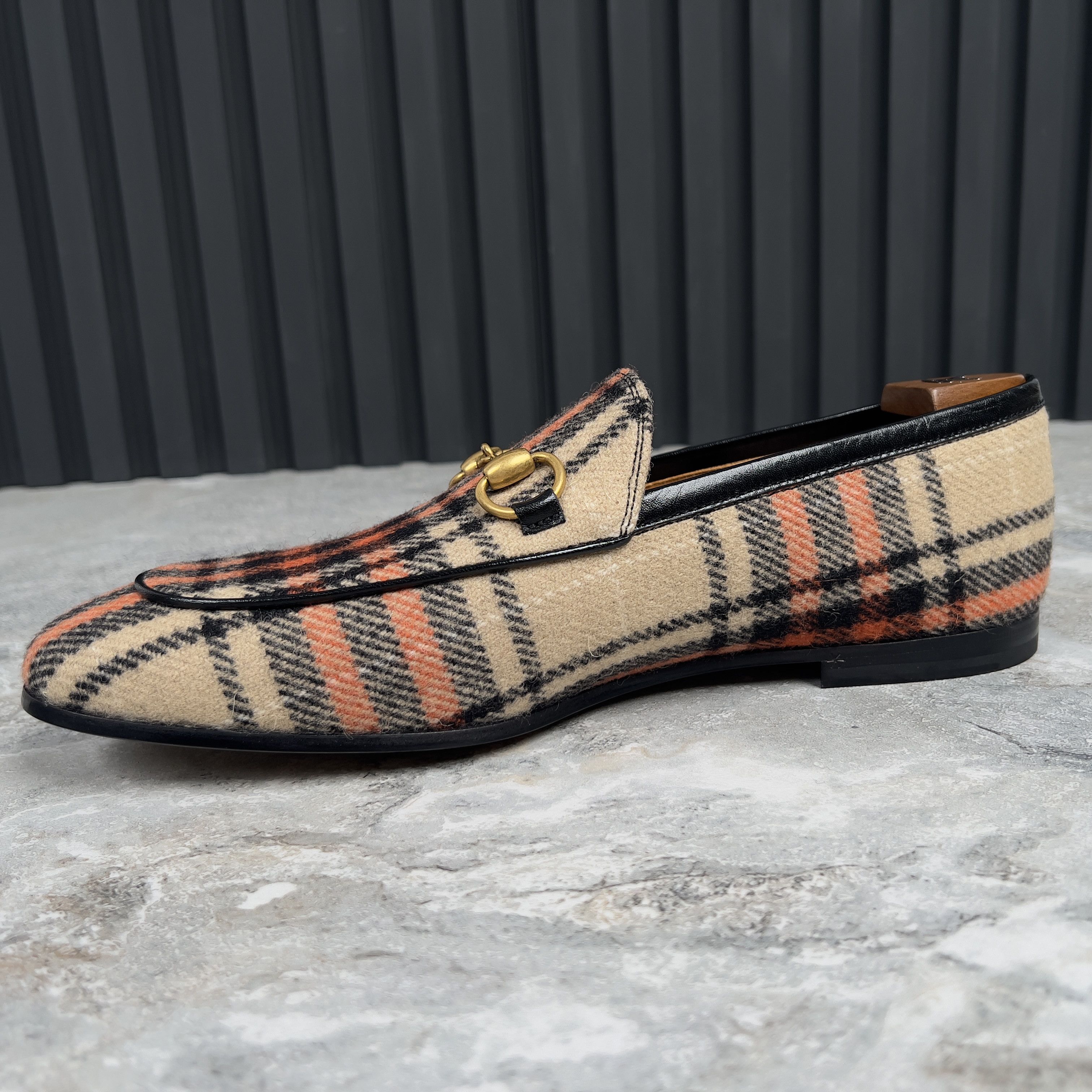 Gucci NEW Gucci Jordaan Horsebit Check Tweed Loafers Size US 8 / EU 41 - 8 Thumbnail