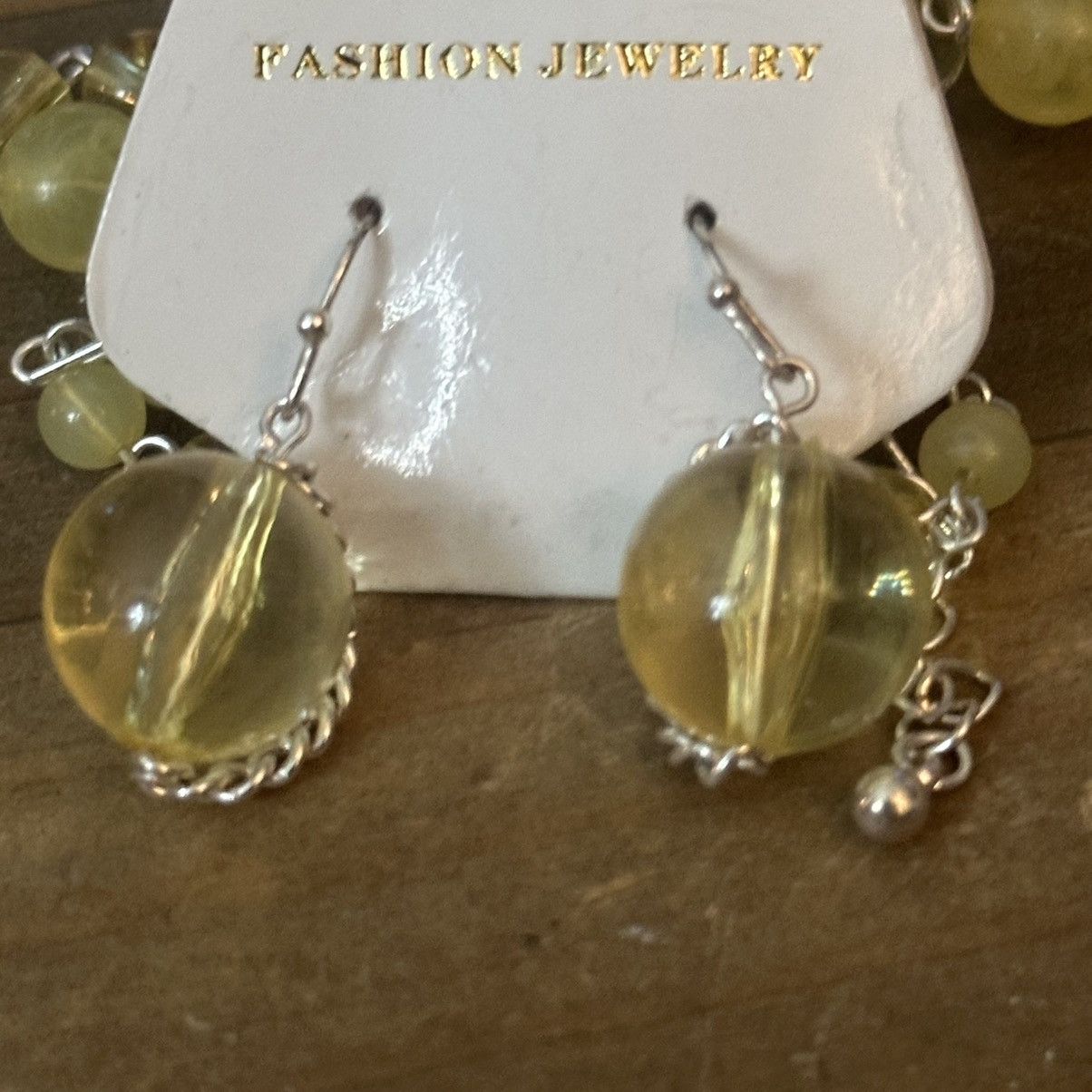 Other Long chunky yellow bead necklace with matching earrings Size ONE SIZE - 5 Thumbnail