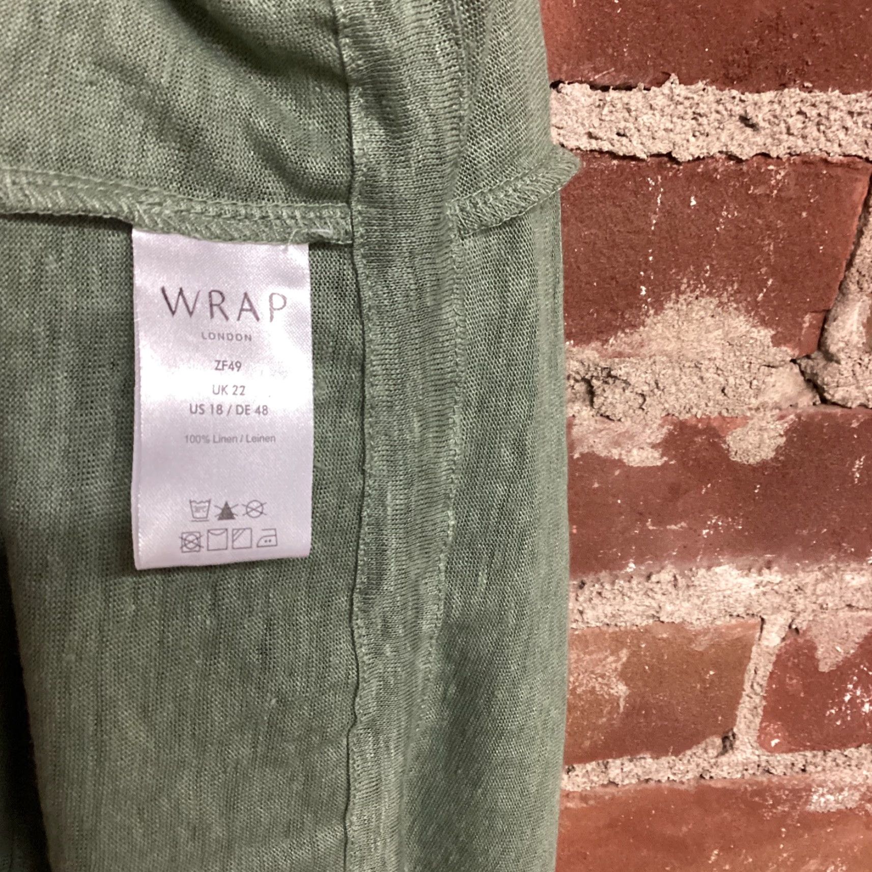 Vintage **Wrap London Green Linen Tie Waist Top Size 18** User: **Wrap London Green Tie Waist Top Size 18** Size XXL / US 16-18 / IT 52-54 - 3 Thumbnail