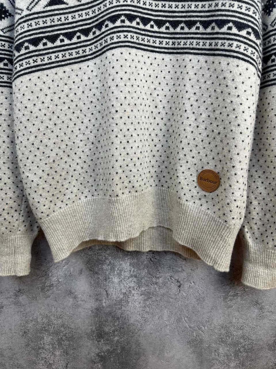 Barbour Barbour Witham Shawl Neck Ecru Lambswool Fair Isle Sweater Size US XL / EU 56 / 4 - 7 Thumbnail