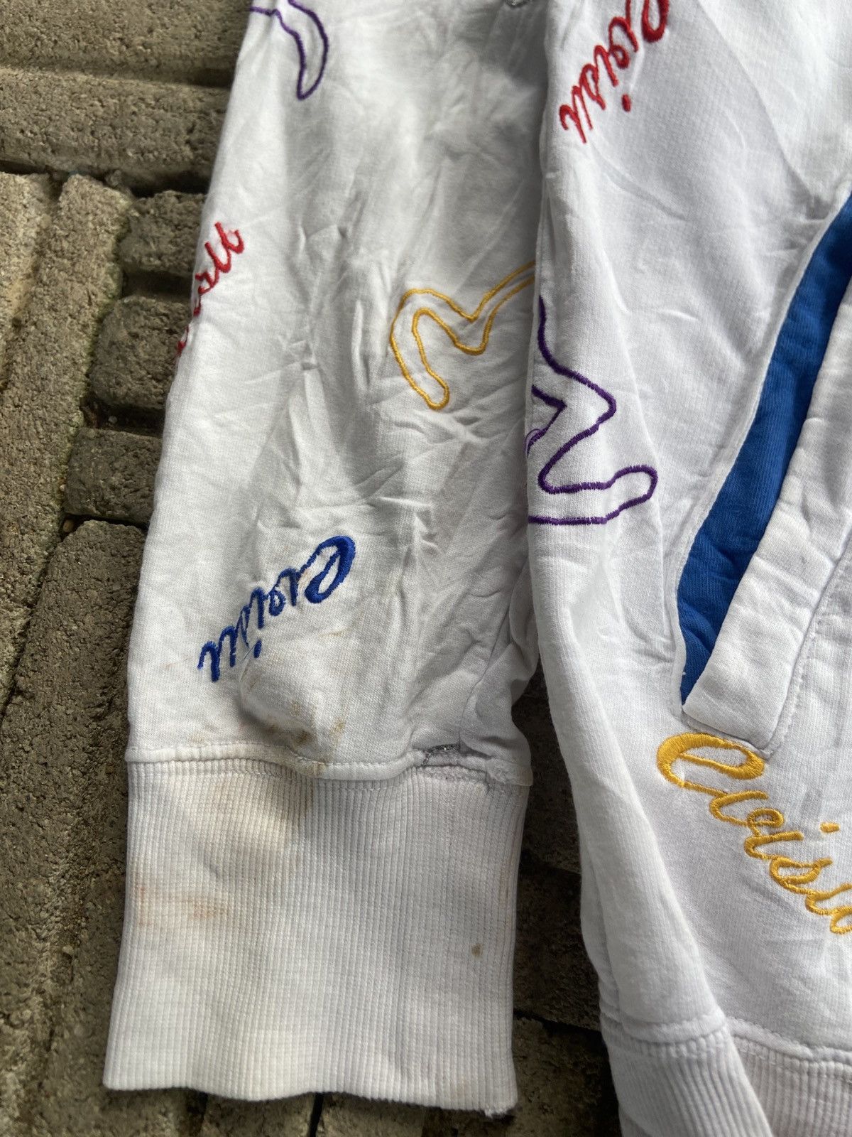 Evisu full-zip hoodie multicolored seagull and logo pattern.