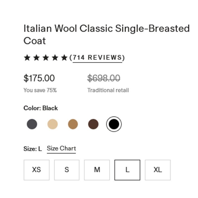 Quince Quince Italian Wool Classic Single Breasted Coat Large NWT Size L / US 10 / IT 46 - 8 Thumbnail