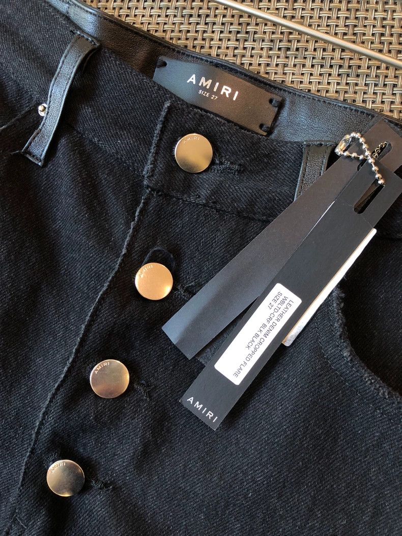 Amiri Amiri Black jeans with leather holes 2501-Nextarrow Size US 27 - 5 Thumbnail