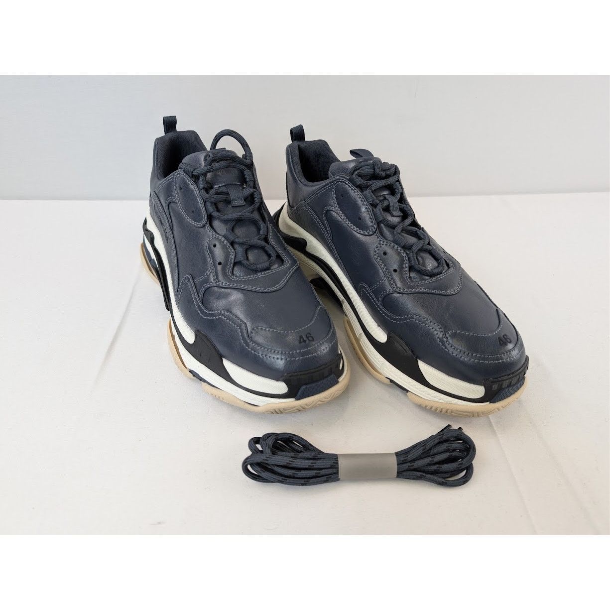 Balenciaga o1rshd1 Triple S Logo Type Sneakers in Blue/Sand Size US 13 / EU 46 - 6 Thumbnail