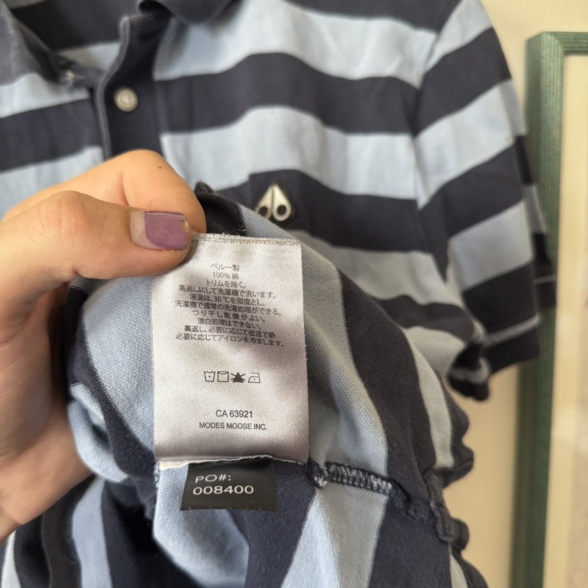 Moose Knuckles Moose Knuckles baby blue/navy blue striped polo shirt Size US S / EU 44-46 / 1 - 6 Thumbnail