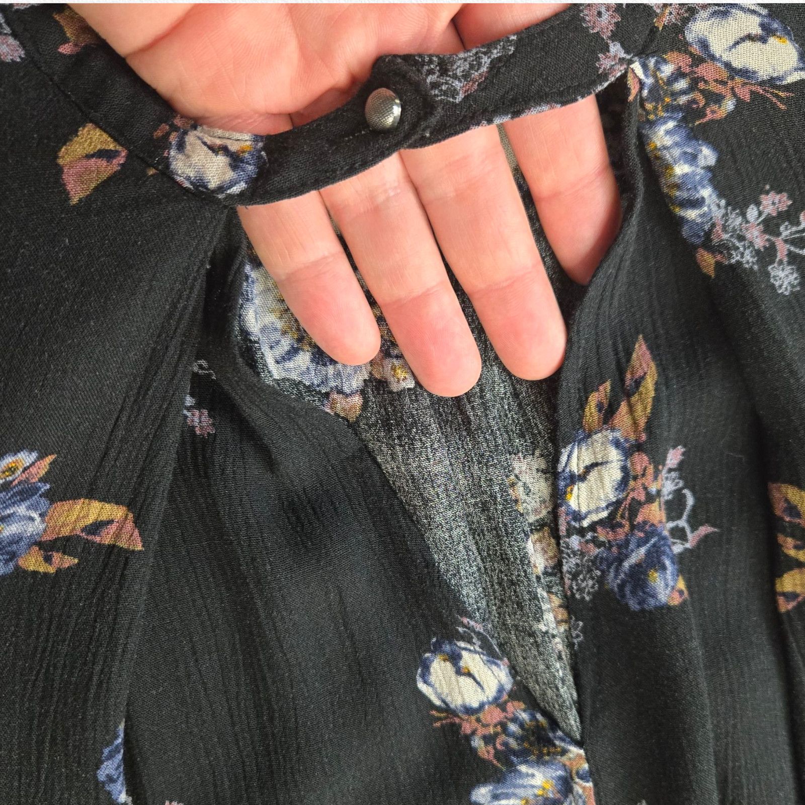 Free People Free People Black Floral Trapeze Tunic Swing Blouse Size XS Size XS / US 0-2 / IT 36-38 - 9 Thumbnail