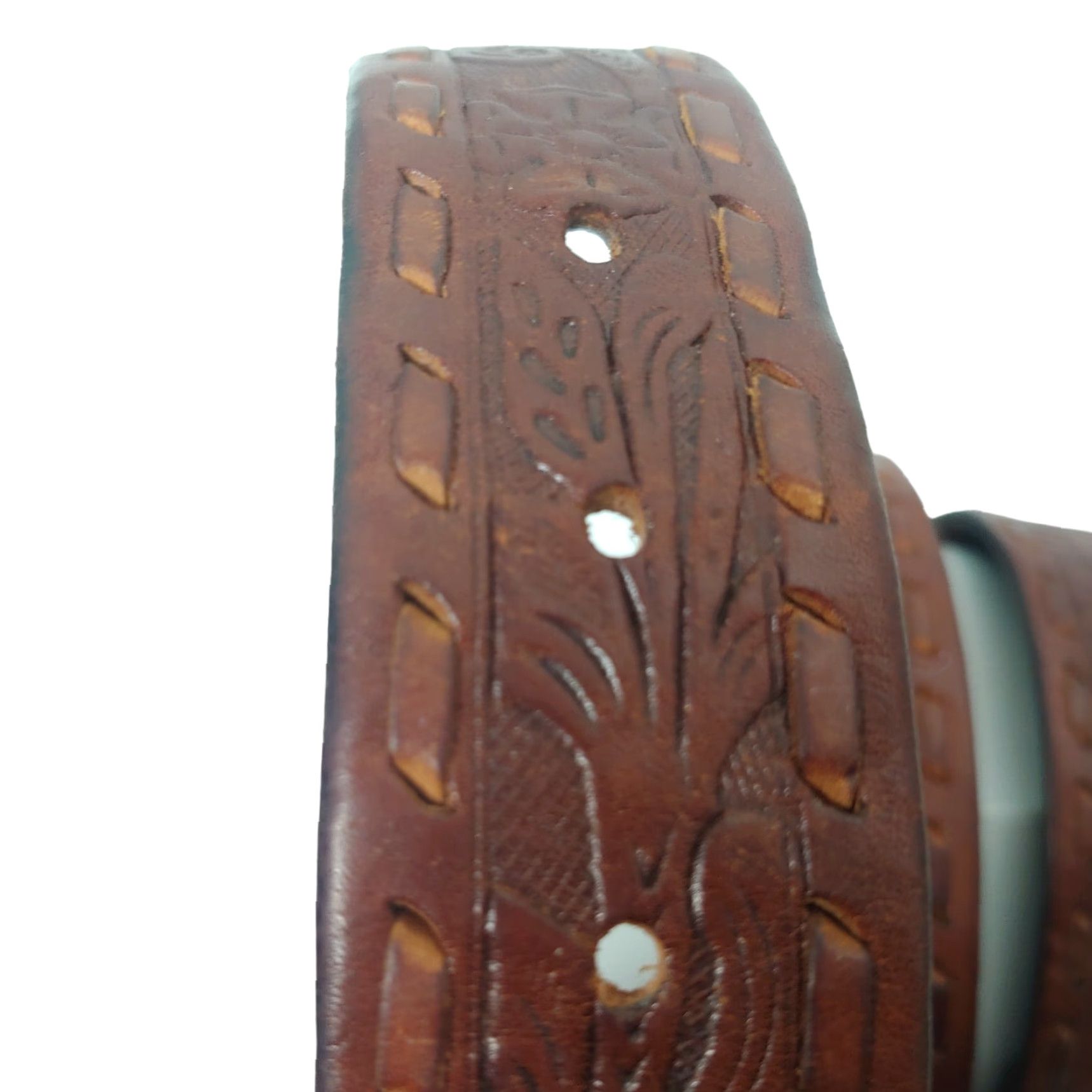American Eagle Outfitters VINTAGE American Eagle Leather Belt Unisex Adjustable Floral Boho Up to 35 inches Brown Size ONE SIZE - 5 Thumbnail
