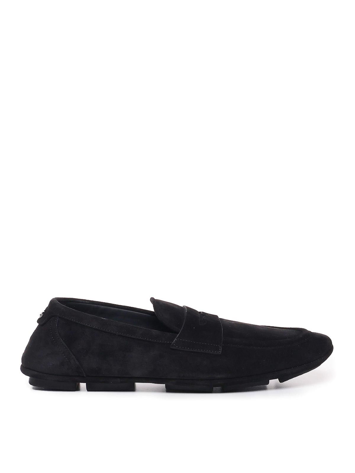 o1y0125 Suede Logo Loafers in Black