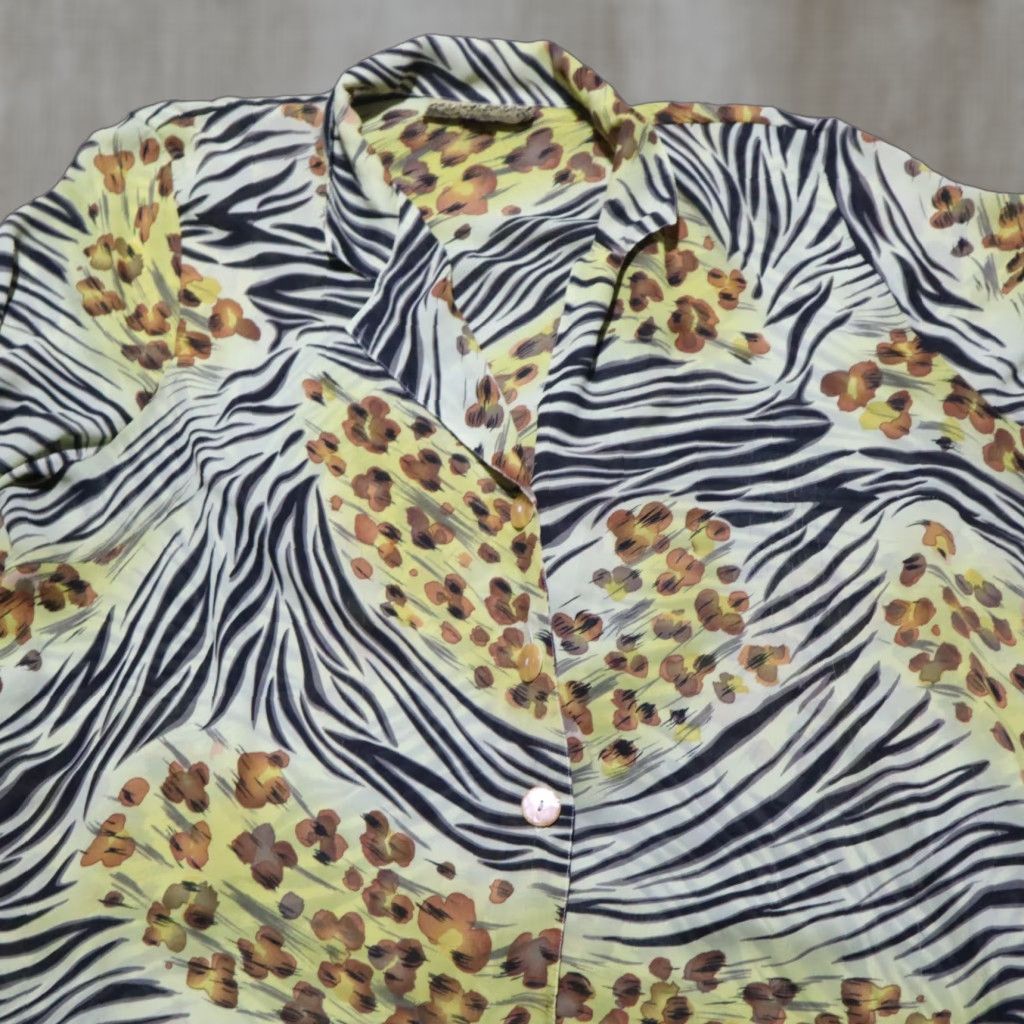 Vintage Ashley Stewart Animal Print Sheer Long Half Sleeve Top Shirt Blouse Women's 3X Size XXL / US 16-18 / IT 52-54 - 1 Thumbnail