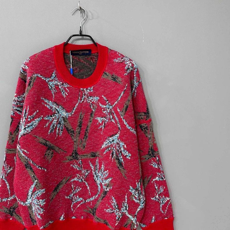 Louis Vuitton Red Wool Sweatshirt with Floral Pattern -2505 Size S / US 4 / IT 40 - 2 Thumbnail