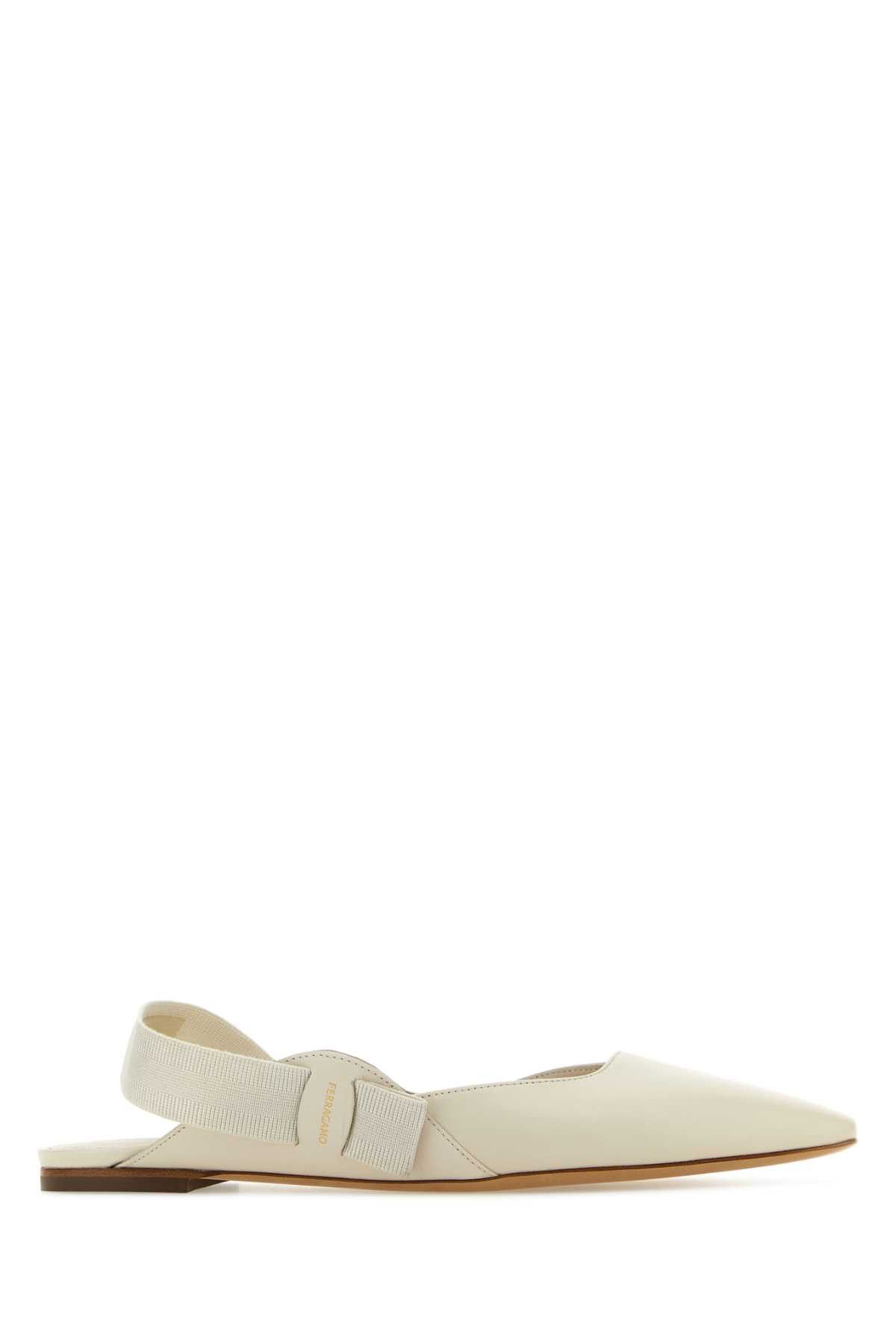 Salvatore Ferragamo Ivory Leather Vania Ballerinas | Grailed