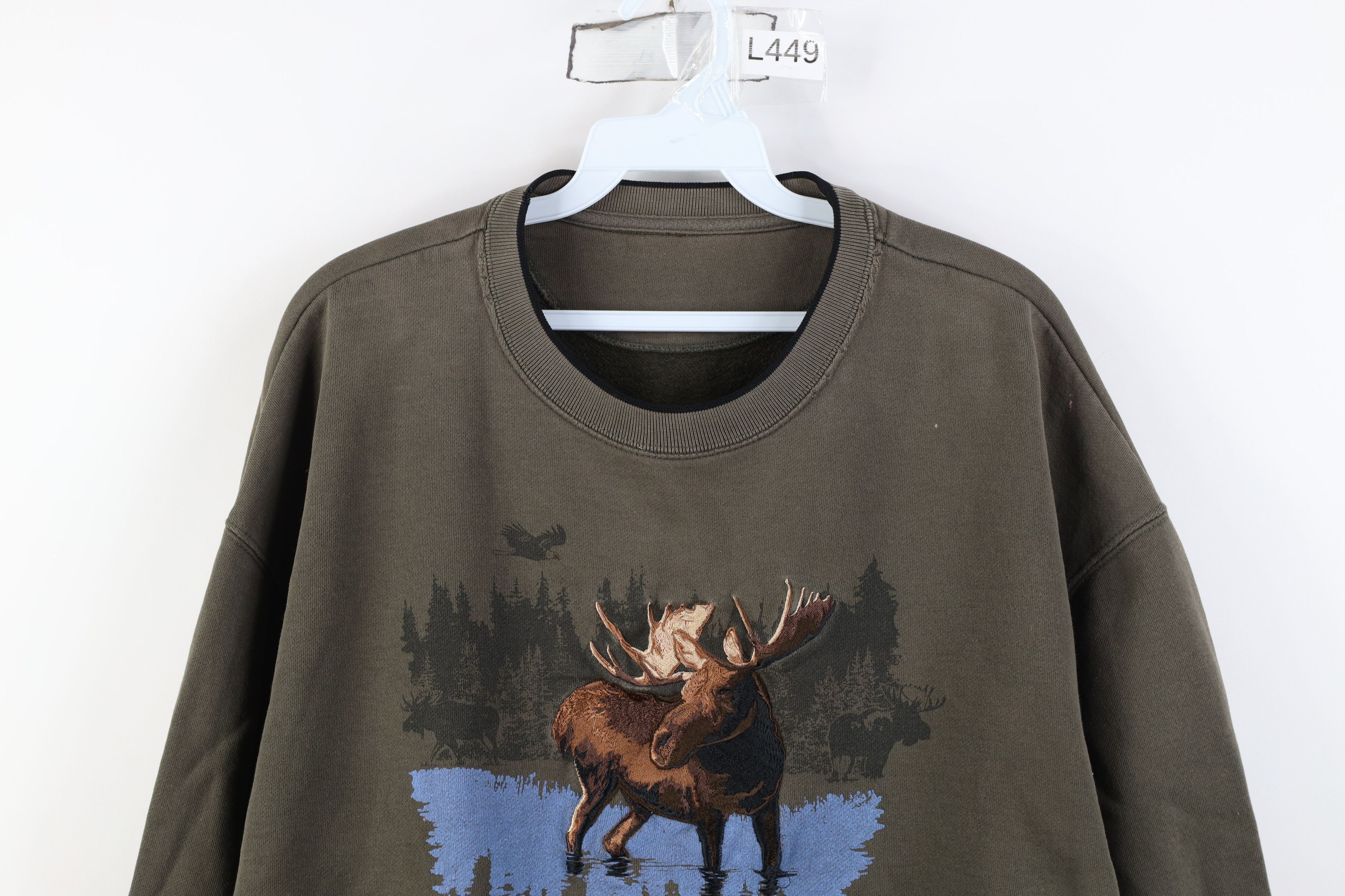 Vintage Vintage 90s Streetwear Fit Moose Nature Sweatshirt Green Size US XL / EU 56 / 4 - 2 Thumbnail