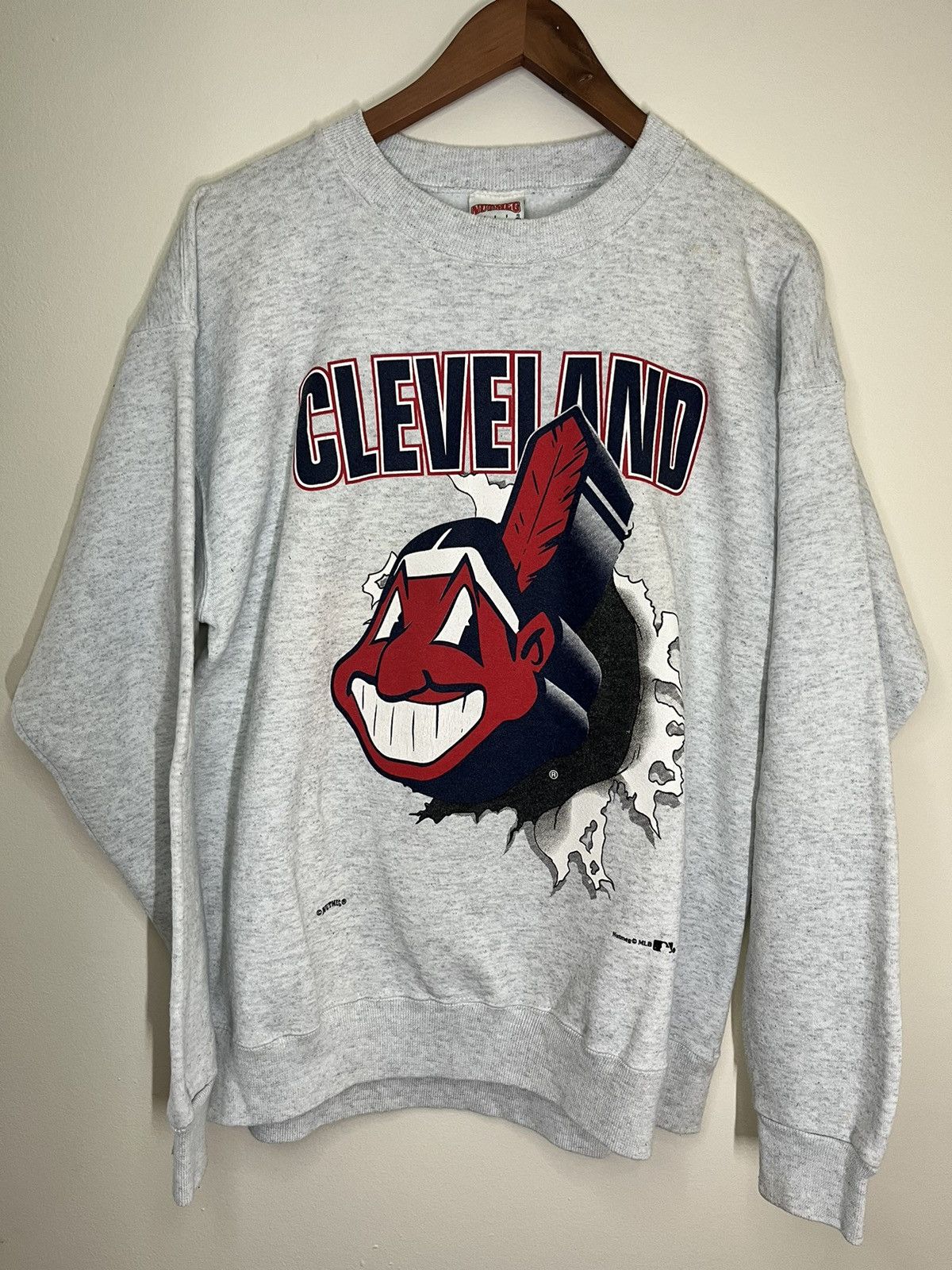 image of Nutmeg Mills x Vintage Crazy Vintage 90's Nutmeg Breakthrough Cleveland Sweatshirt in Grey (Size La