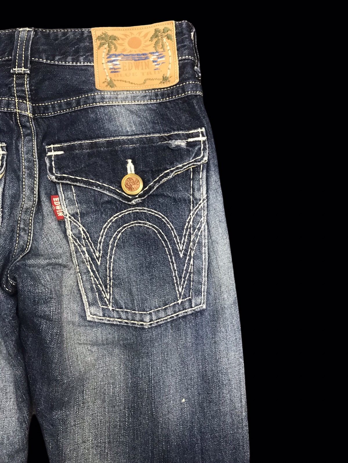 Edwin 💥FLARE💥VTG EDWIN BLUE STONEWASH DISTRESSED DENIM F215 Size US 32 / EU 48 - 10 Thumbnail