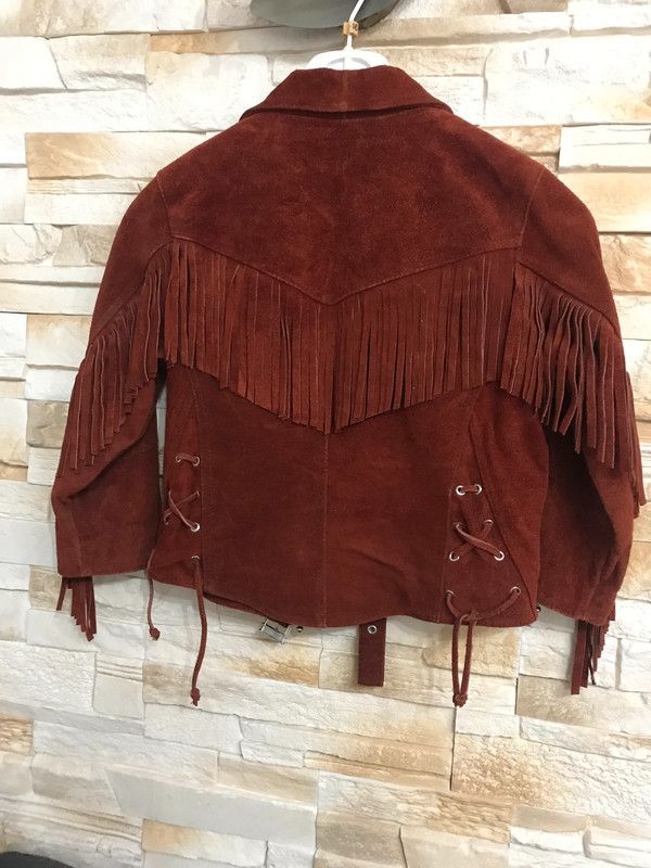 Vintage Elegant Children's Suede Leather Jacket - Dark Brown,Vintage Size US XXS / EU 40 - 3 Thumbnail