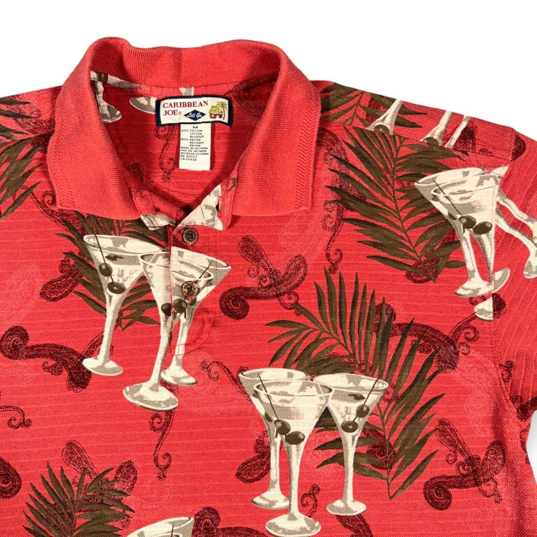 Vintage VINTAGE Caribbean Joe Polo Shirt Adult MEDIUM Orange Martini Tropical Resort Y2K Shirt Mens Size US M / EU 48-50 / 2 - 2 Thumbnail