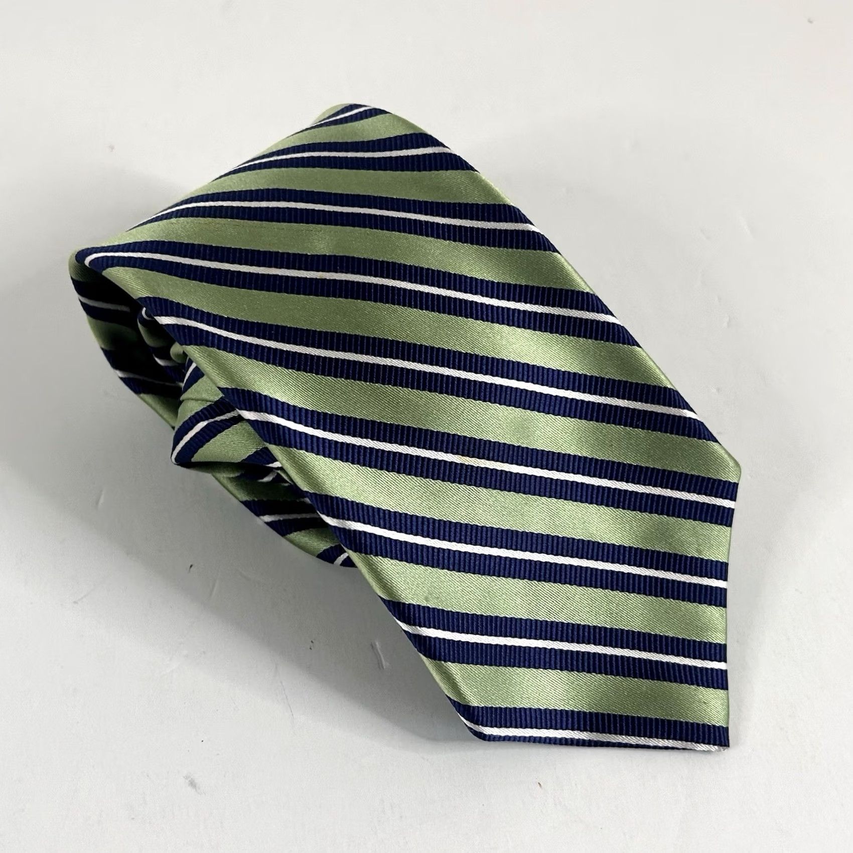 Brooks Brothers Brooks Brothers 346 100% Silk Necktie Striped Green Blue White 3.5 x 60.5 Size ONE SIZE - 2 Thumbnail