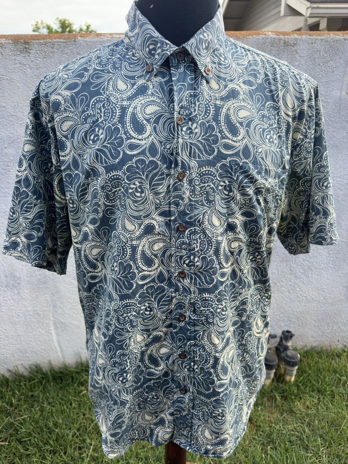 Reyn Spooner PreOwned Reyn Spooner Tailored Green Hawaiian Print Men's L Size US L / EU 52-54 / 3 - 1 Thumbnail