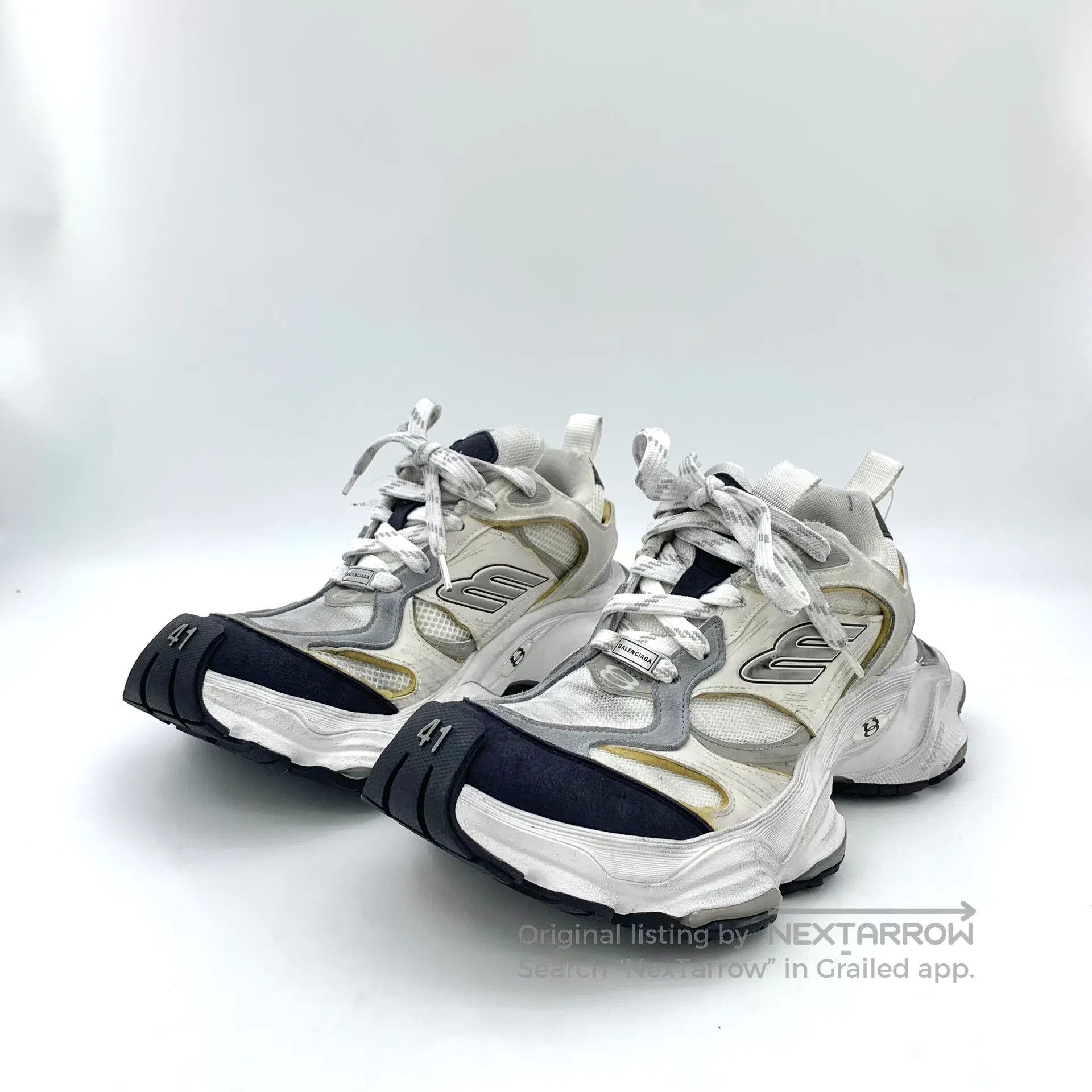 Balenciaga Balenciaga White net fabric lace-up casual flat dad shoes| Size US 8 / EU 41 - 1 Thumbnail
