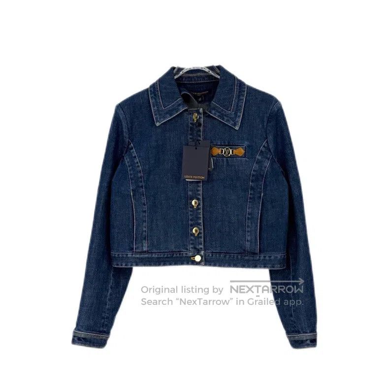 Louis Vuitton Washed blue metallic logo denim jacket