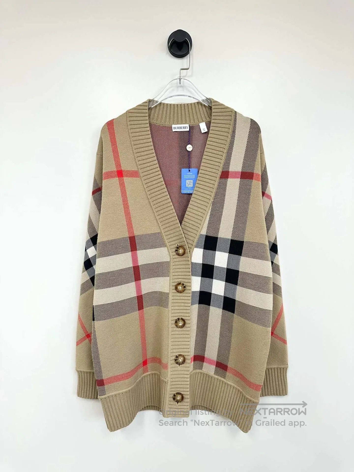 Burberry Burberry Khaki Classic Plaid Knit Cardigan| Size XS / US 0-2 / IT 36-38 - 1 Thumbnail