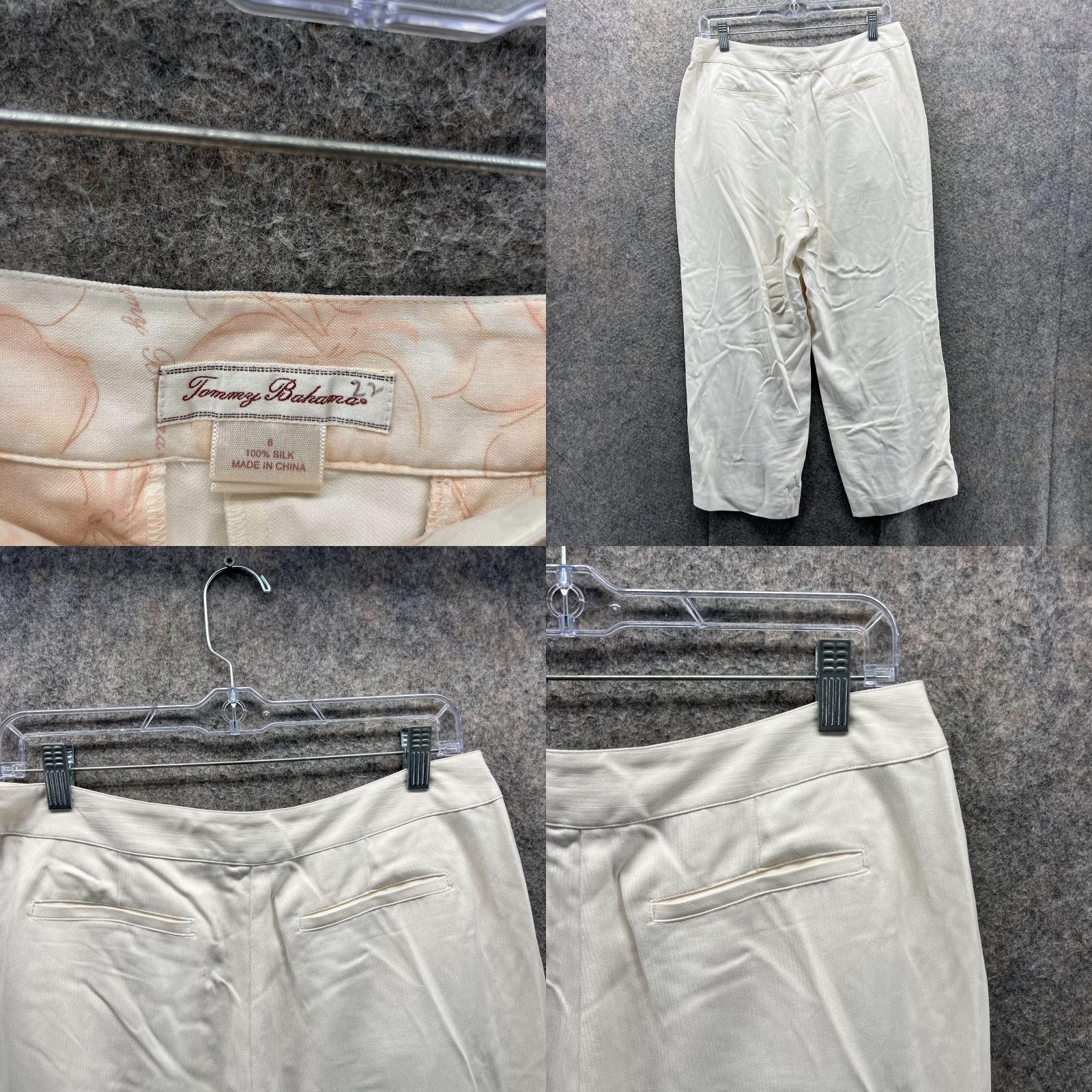 Tommy Bahama Tommy Bahama Pants Women 8 Ladies White Silk Flat Front Chino Casual Straight Size 30" / US 8 / IT 44 - 8 Thumbnail