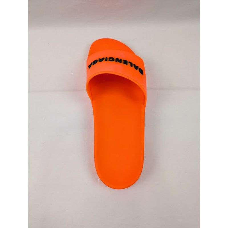 Balenciaga o1rshd1 Pool Smoth Fluo Rubber Logo Slides Flue Orange/Black Size US 12 / EU 45 - 11 Thumbnail