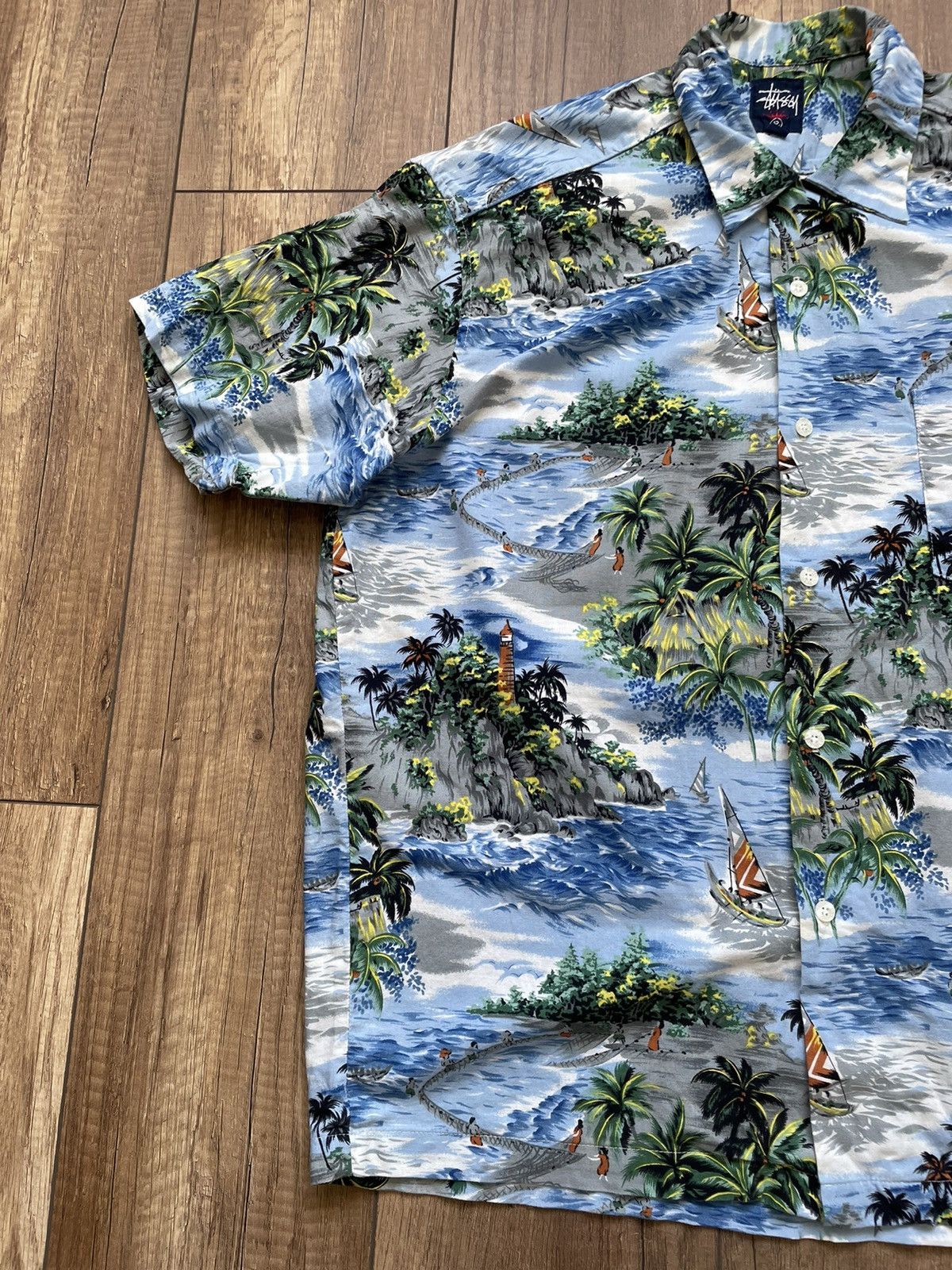 Stussy × Vintage Stussy Hawaiian Regular L Vintage Casual Shirts Size US L / EU 52-54 / 3 - 3 Thumbnail