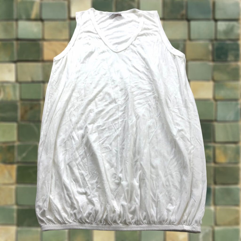 Michael Stars Michael Stars OS Supima Cotton Elastic Distressed Tank Top Blouse White 5340 Size ONE SIZE - 1 Thumbnail