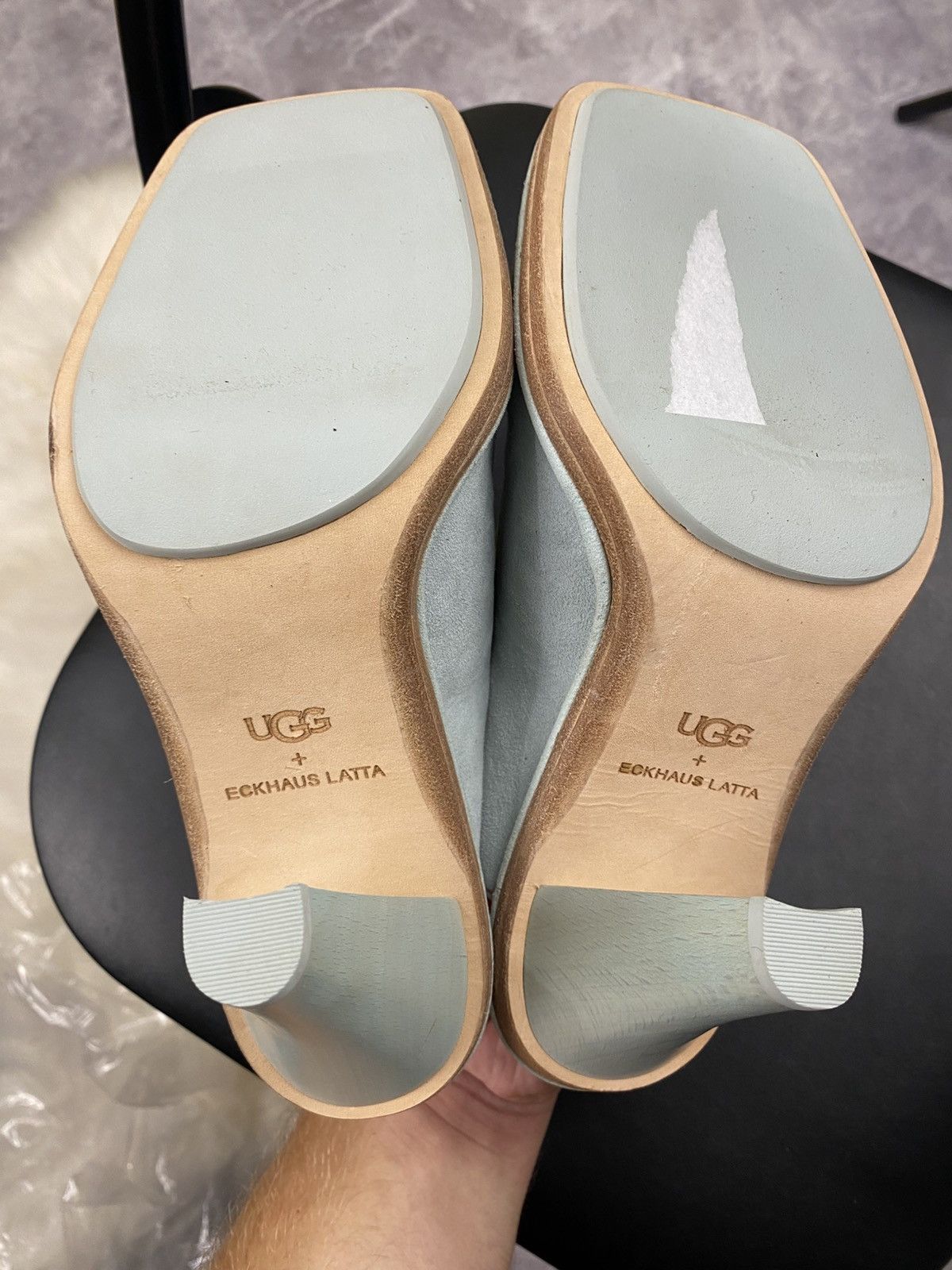 Eckhaus Latta Ugg x Eckhaus Latta Mint and Orange Fur Open Toe Heel Mules Size US 7 / IT 37 - 8 Thumbnail