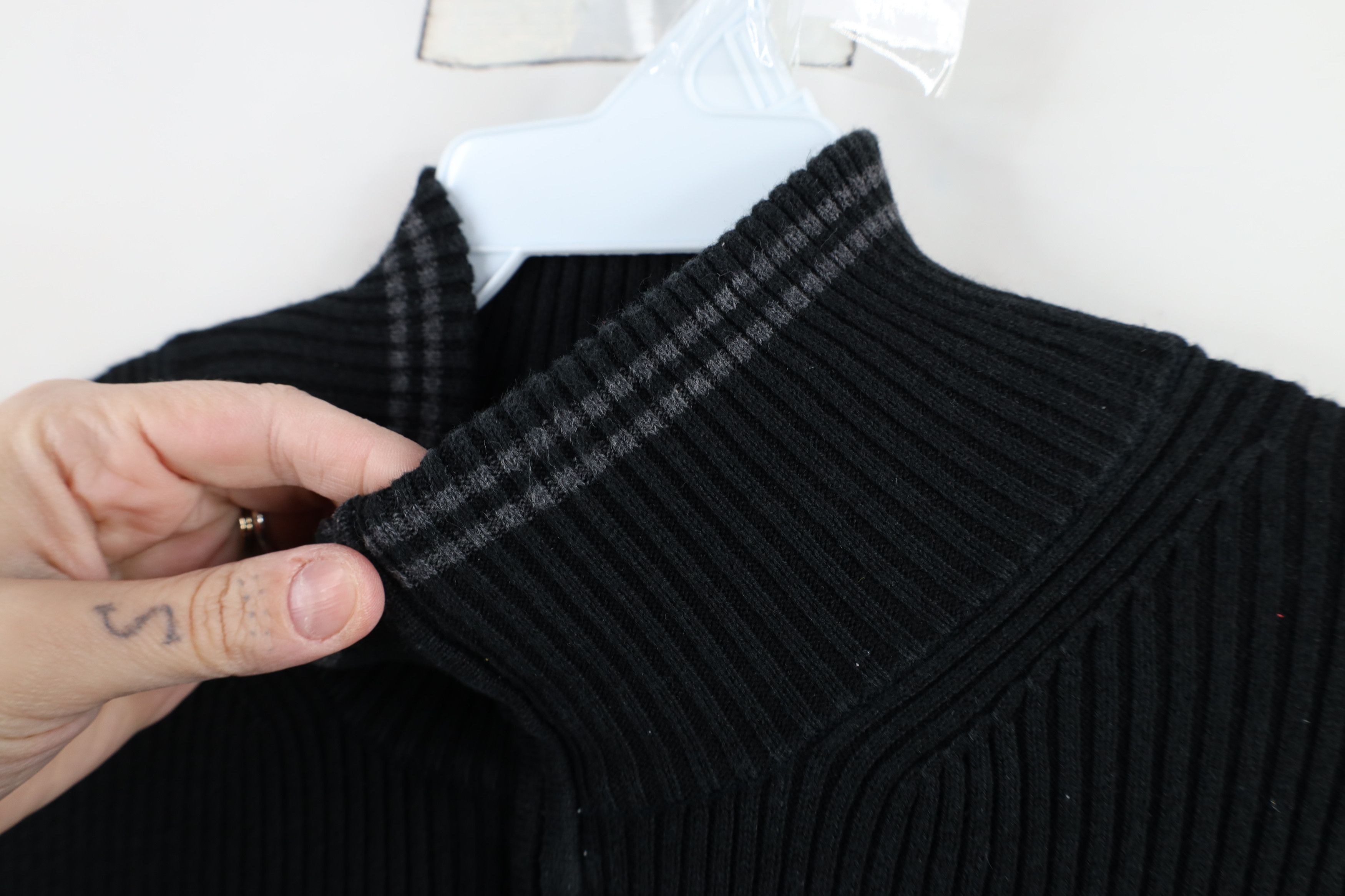 Gap Vintage 90s Y2K Gap Blank Ribbed Knit Half Zip Sweater Black Size US S / EU 44-46 / 1 - 8 Thumbnail