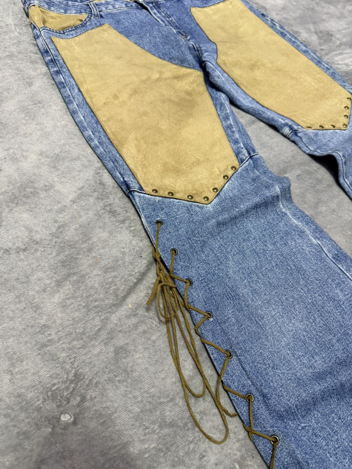 5351 POUR LES HOMMES × Japanese Brand × Tornado Mart Romantic Mocha Western Panel Lace Up Flared Jeans Size US 30 / EU 46 - 6 Thumbnail