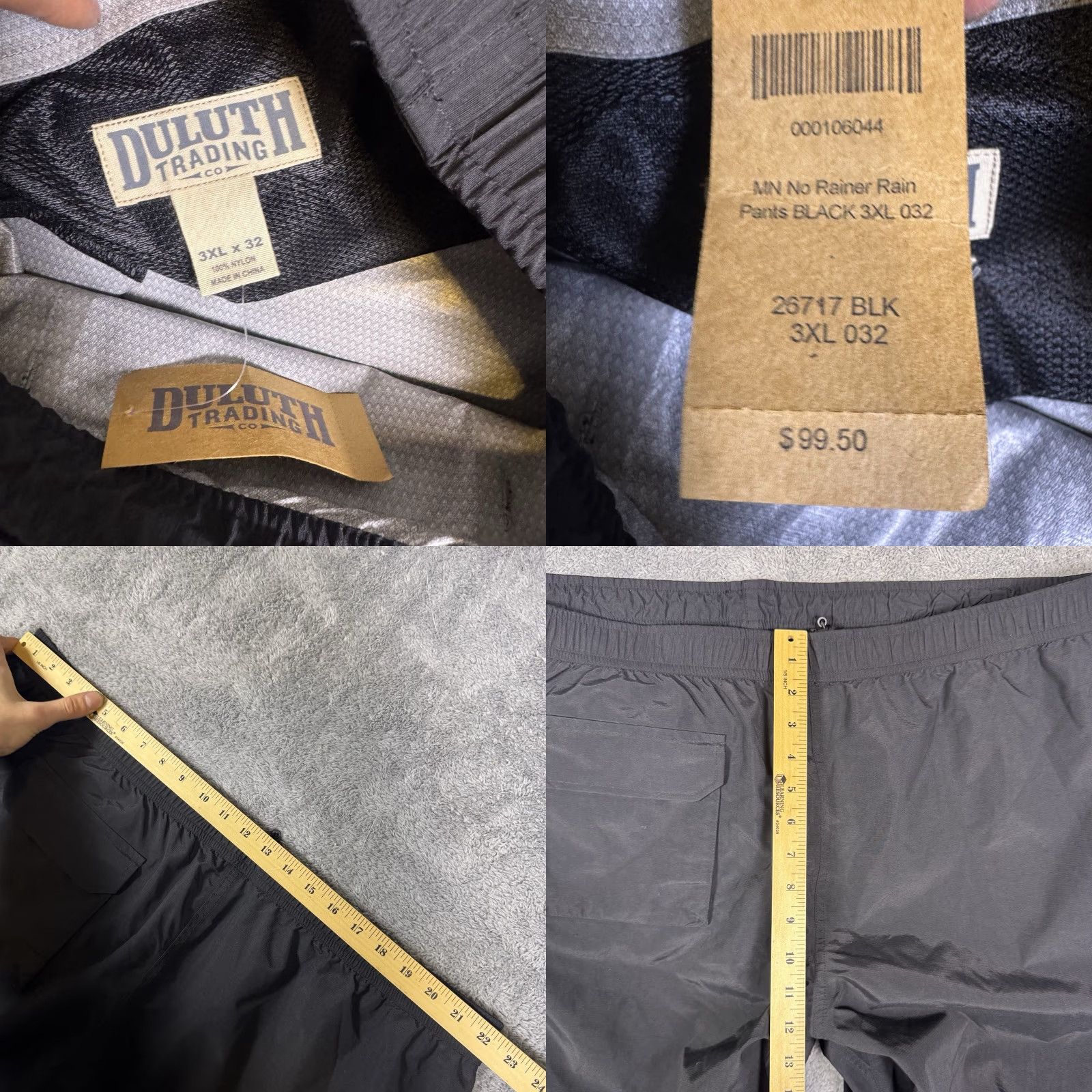 Duluth Trading Company Duluth Trading Pants Mens 3XL x32 No Rainer Waterproof 26717 Trouser Cargo Navy Black Nylon Zipper Pockets” Size US 39 - 8 Thumbnail