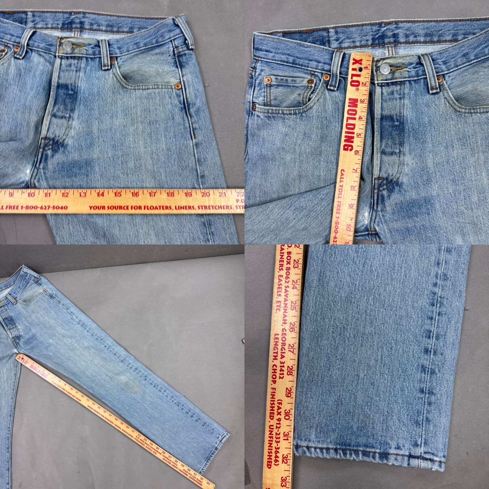 Levi's Levis 501 Jeans Mens 32x32 Blue Button Fly Denim Pant Work Distressed (Tag30x32) Size US 30 / EU 46 - 10 Thumbnail