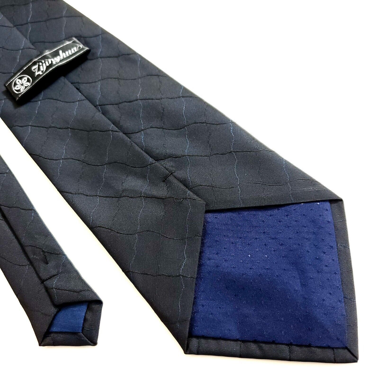 Designer Zijinghua Gray Blue Woven Geometric Short Wide Silk Tie Size ONE SIZE - 4 Thumbnail